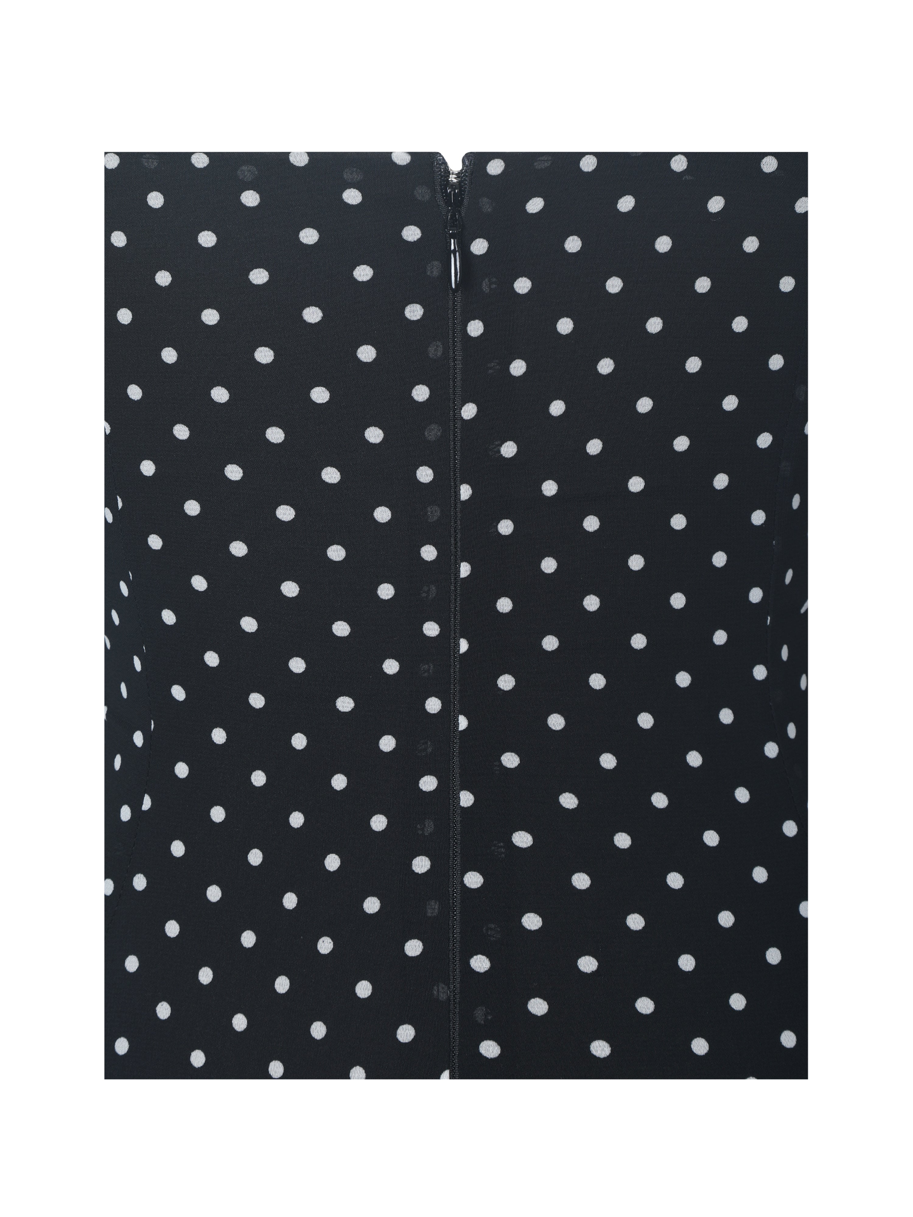 Zehra Black Polka Dot Chiffon Lace Cutout Mermaid Midi Dress
