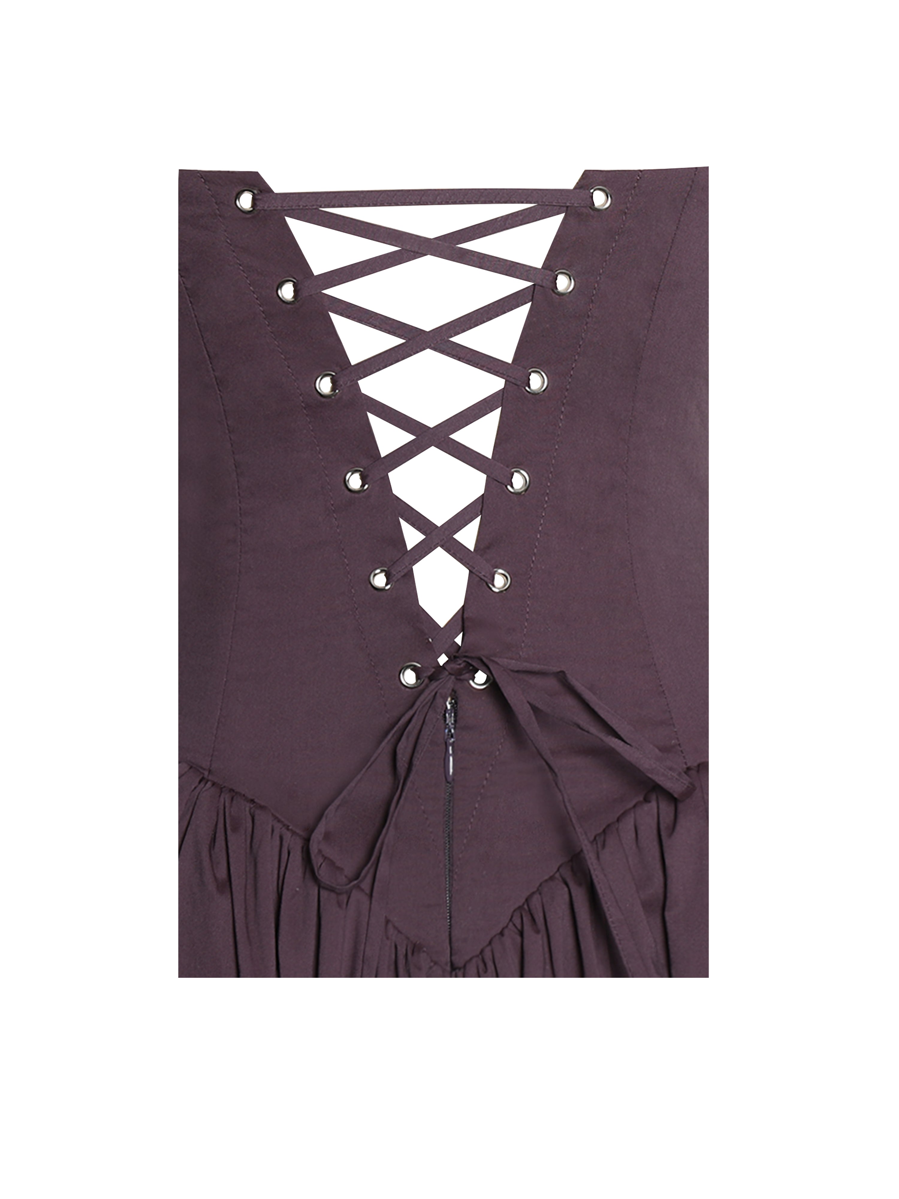 Oakleigh Blackberry Purple Cotton Lace-up Back Midi Dress