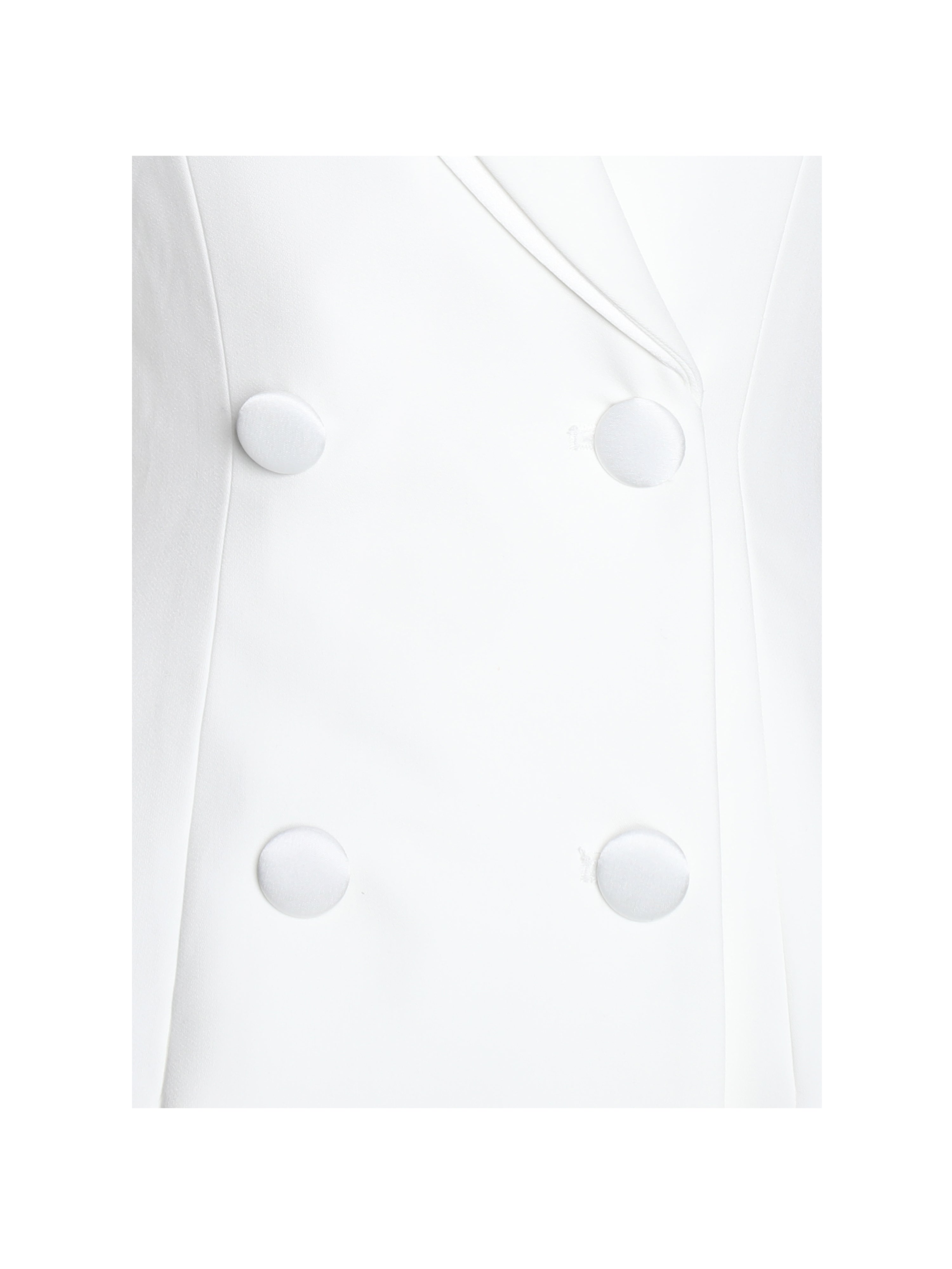 Madelina White Double Breast Satin Trim Blazer Dress
