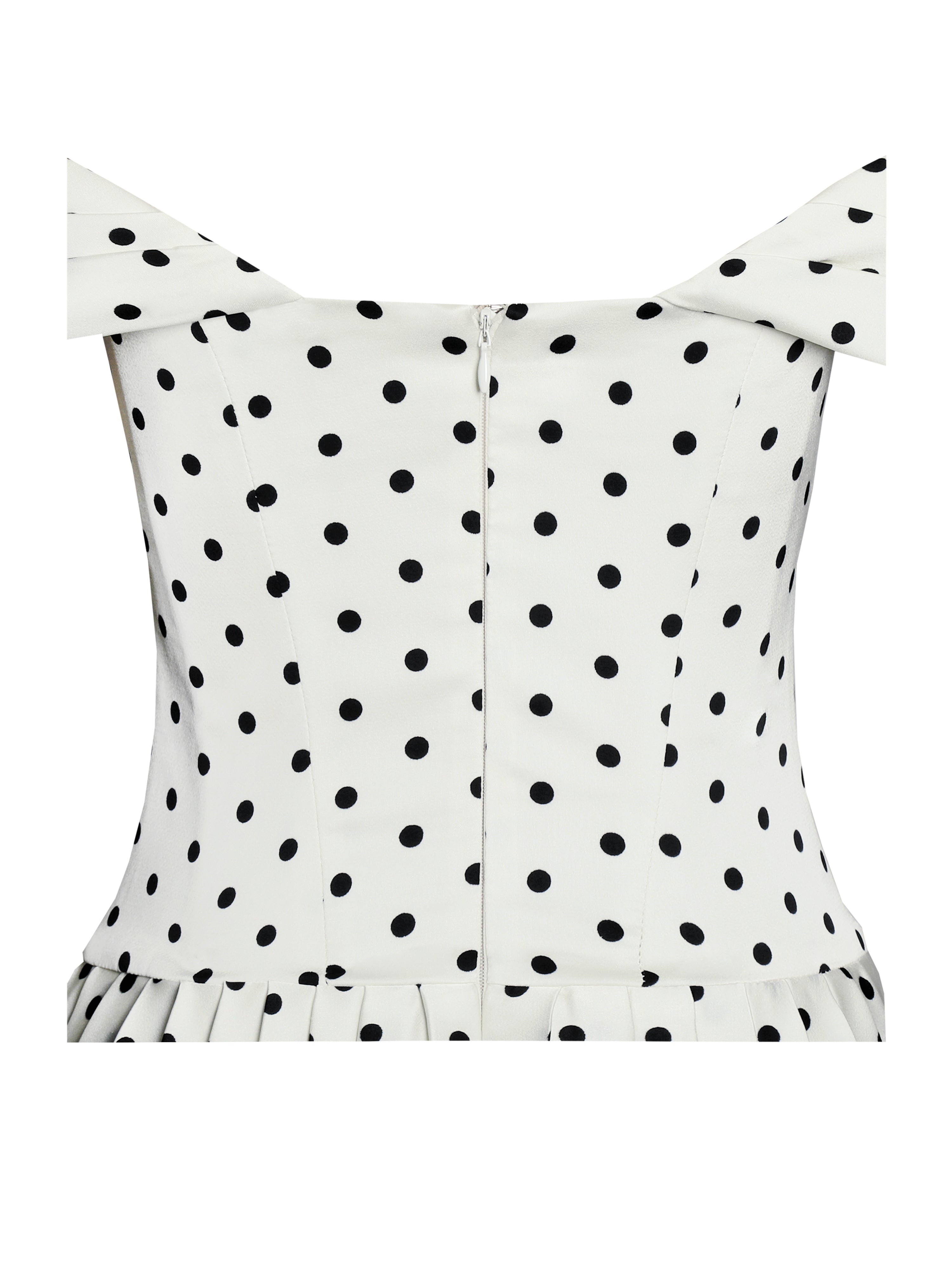 Edeline Polka Dot Off-shoulder Pleated Mini Dress