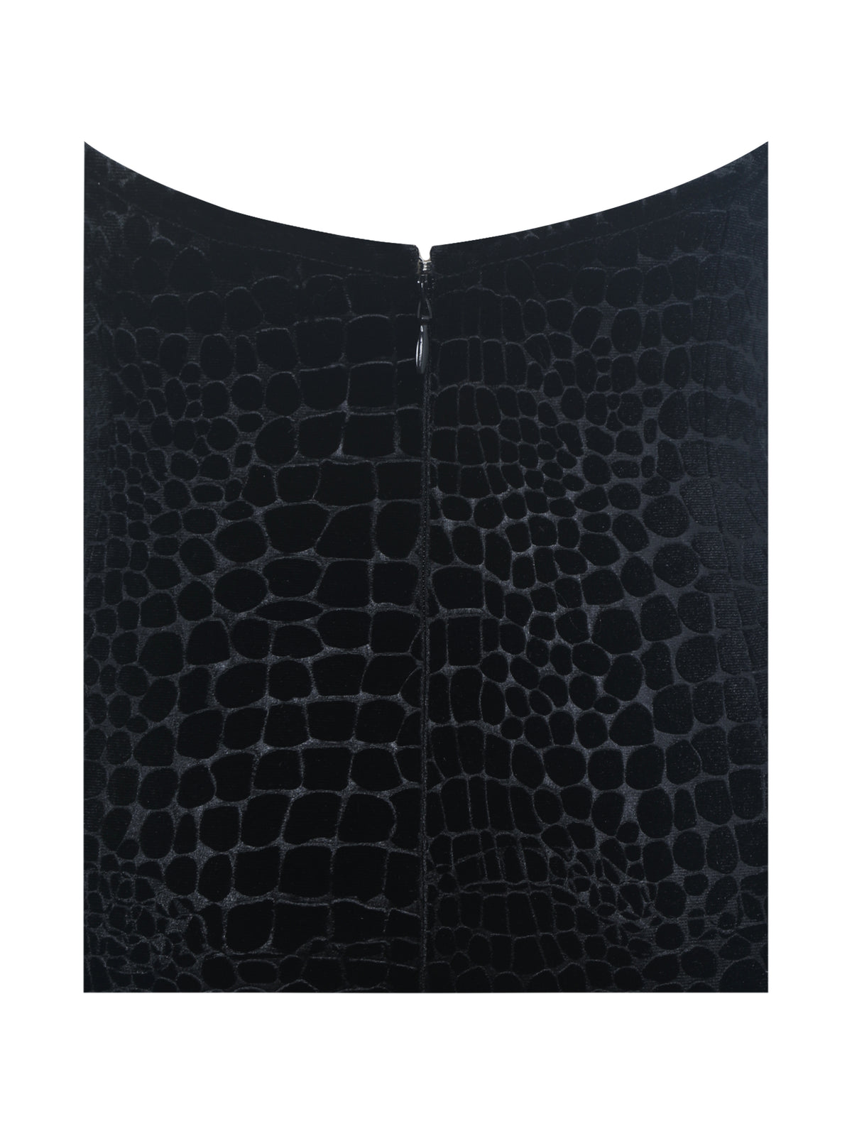 Onalee Black Croc-Embossed Velvet Fur Midi Dress