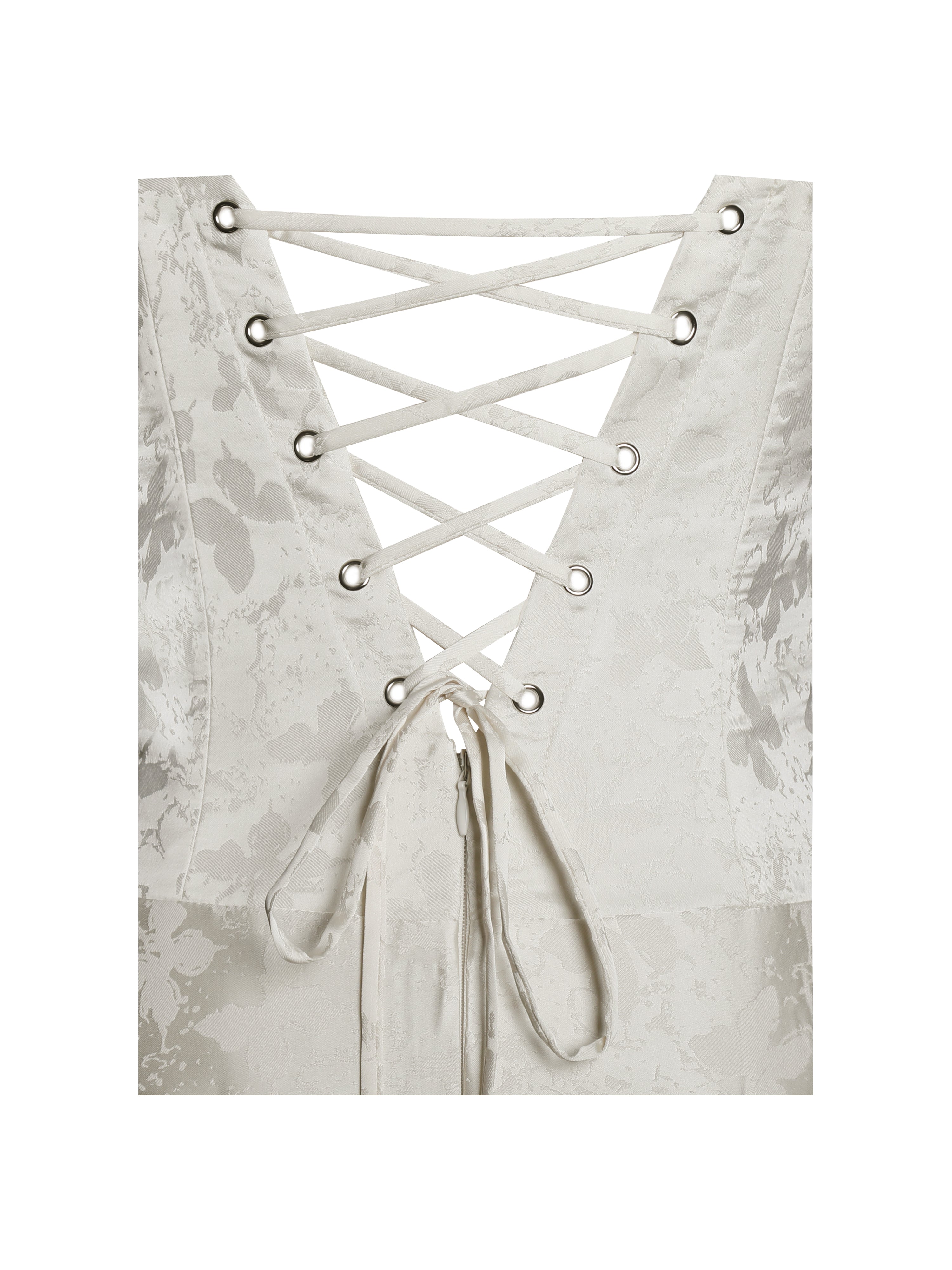 Raegan Pearl White Jacquard Ruched Maxi Dress