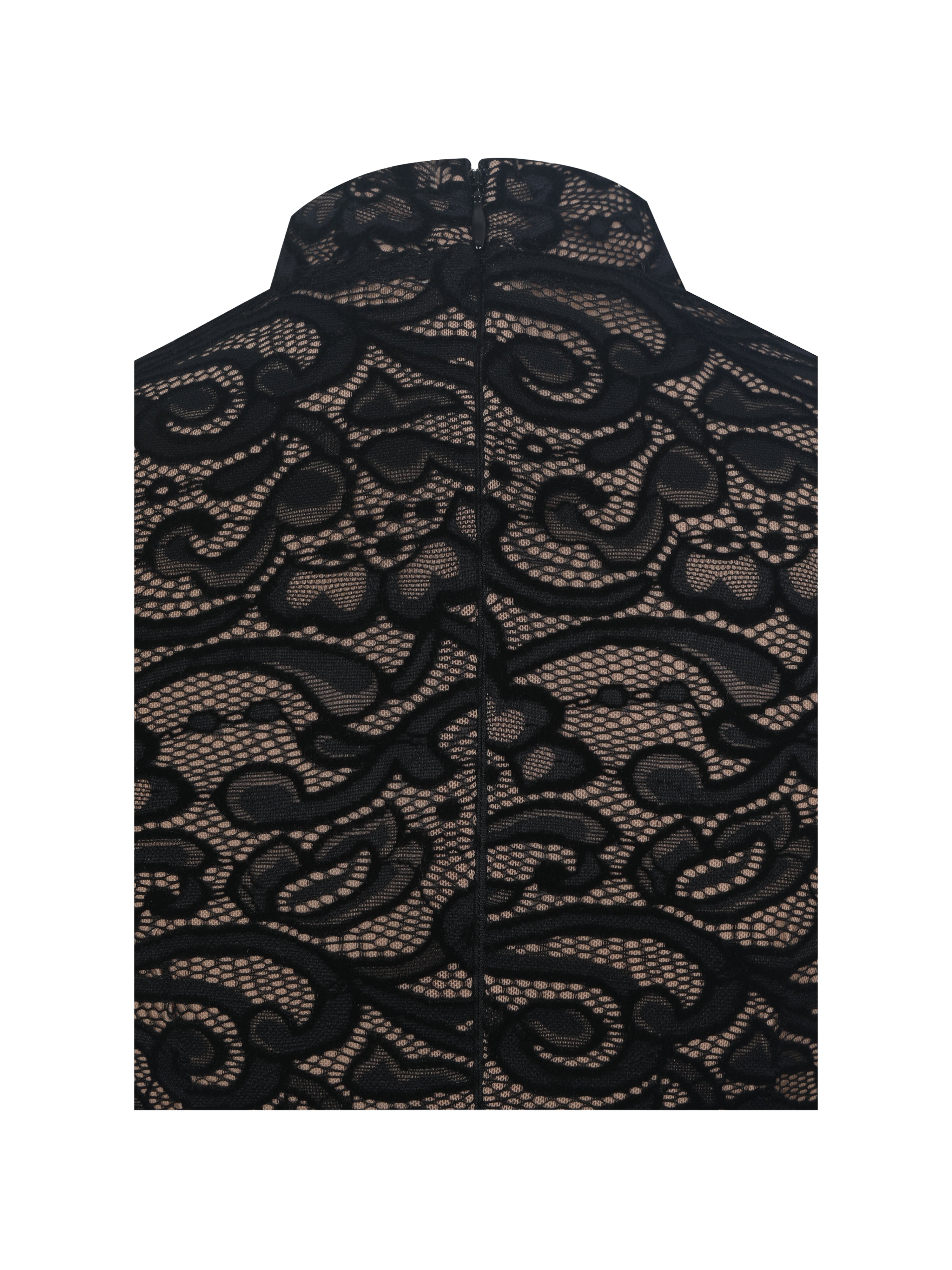 Quenisa Black Chenille Lace Long Sleeve Bodysuit