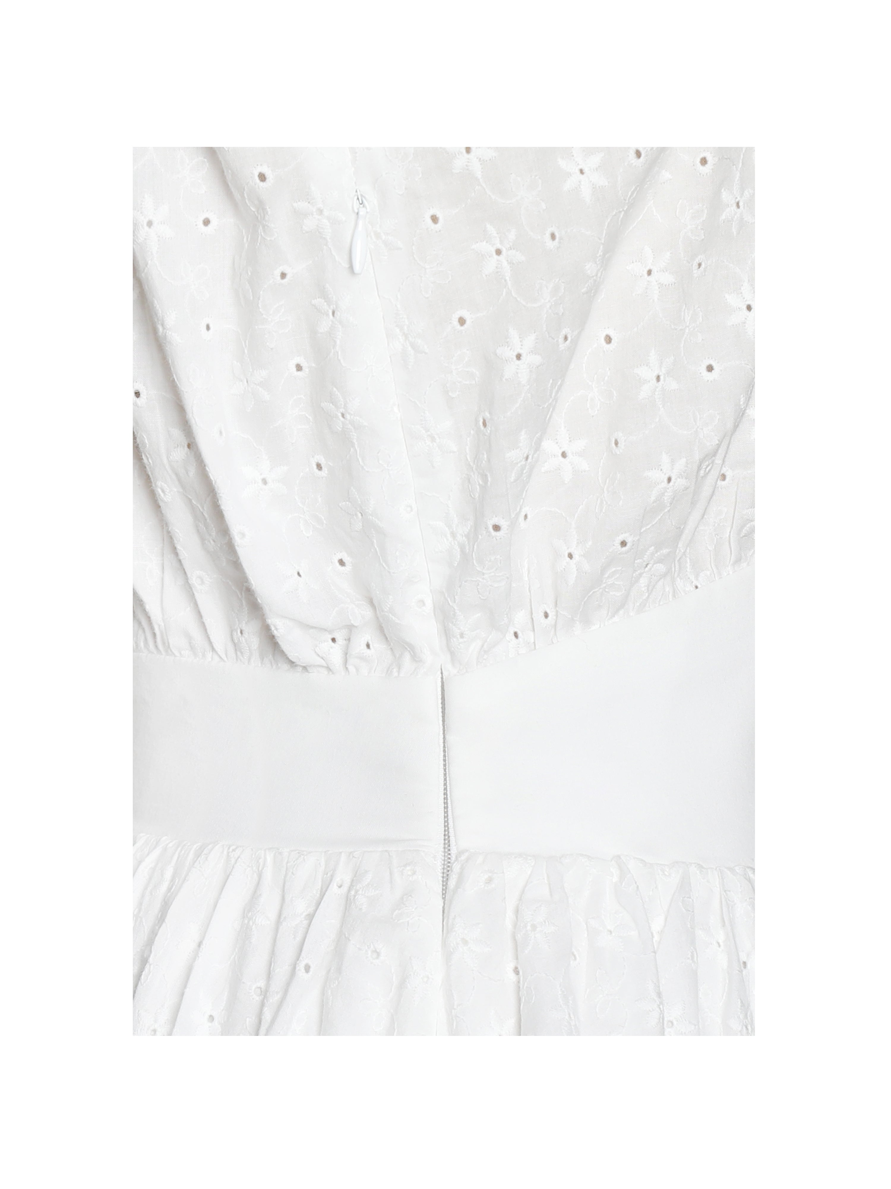 Gabriella White Cotton Eyelet Button Up Long Sleeve Shirt Dress