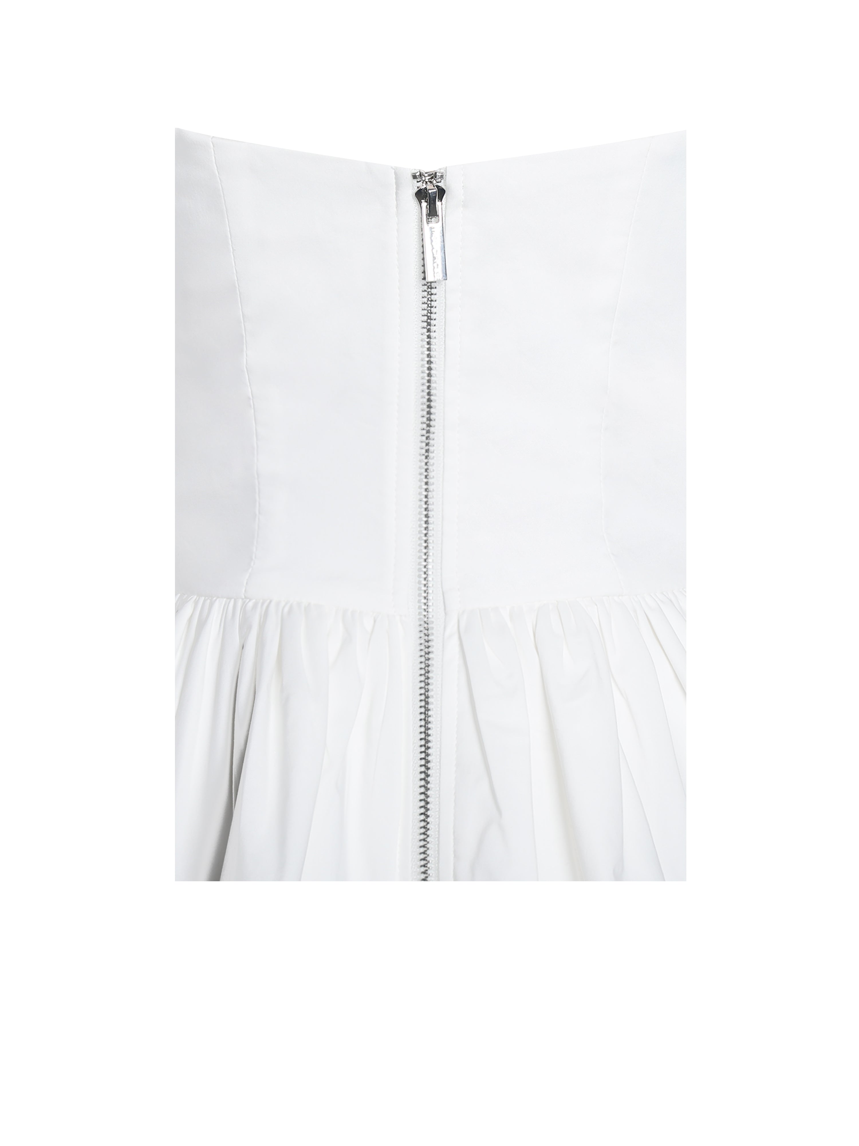 Qistina White Off-shoulder Bubble Hem Peplum Cotton Top