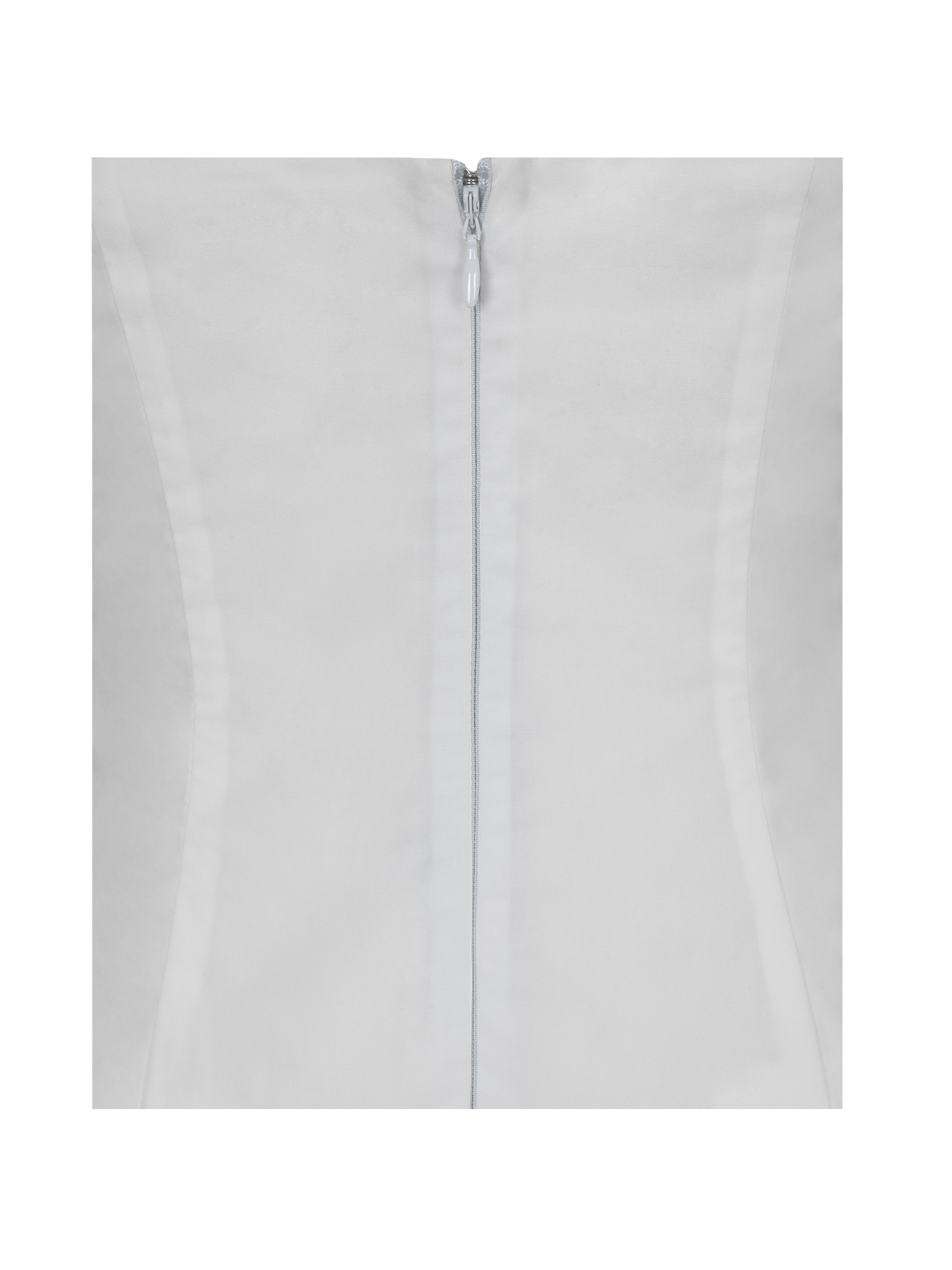 Jordyn White Cotton Poplin Keyhole Halter Mini Dress