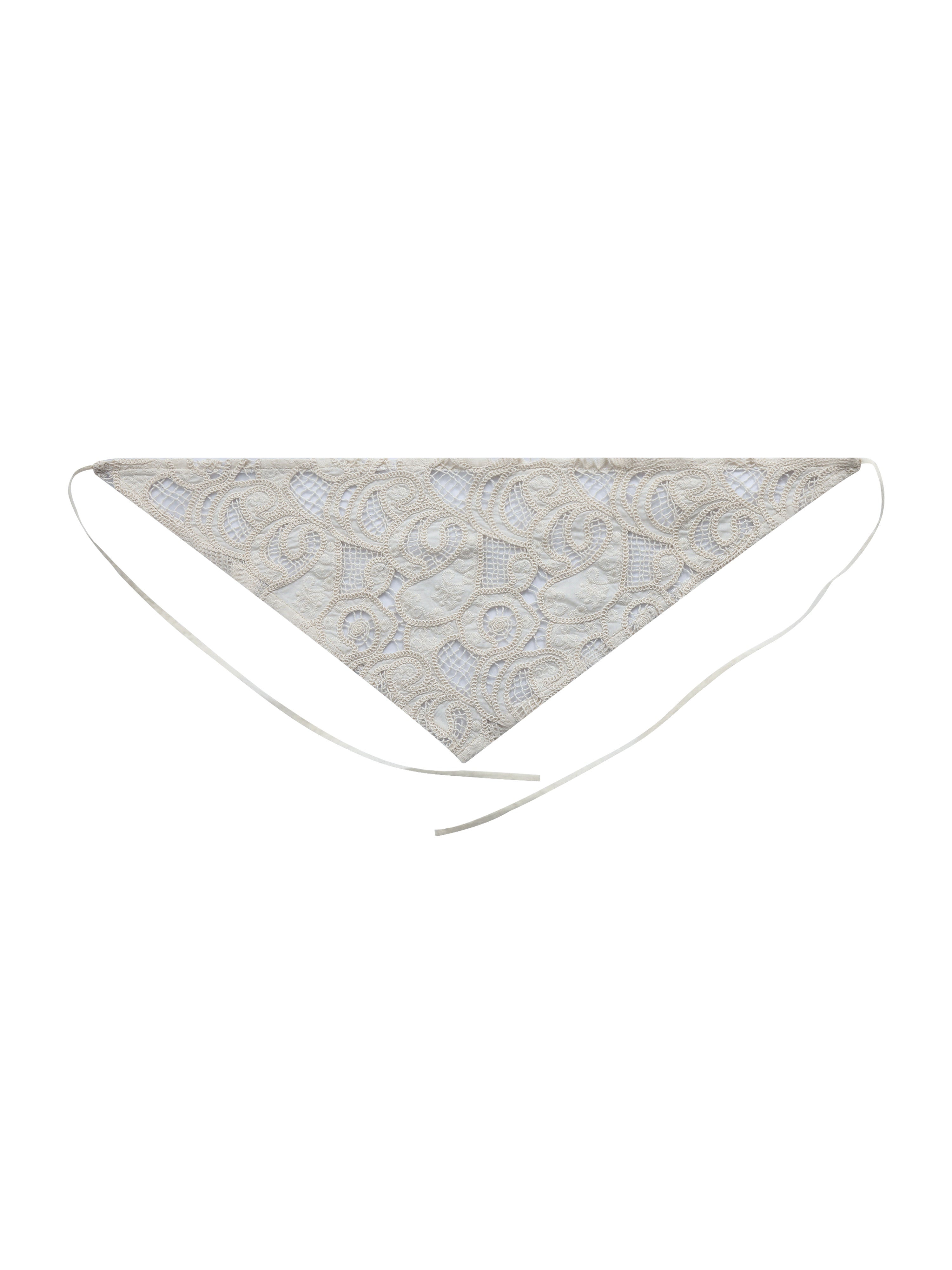 Janie Beige Cotton Lace Triangle Head Scarf