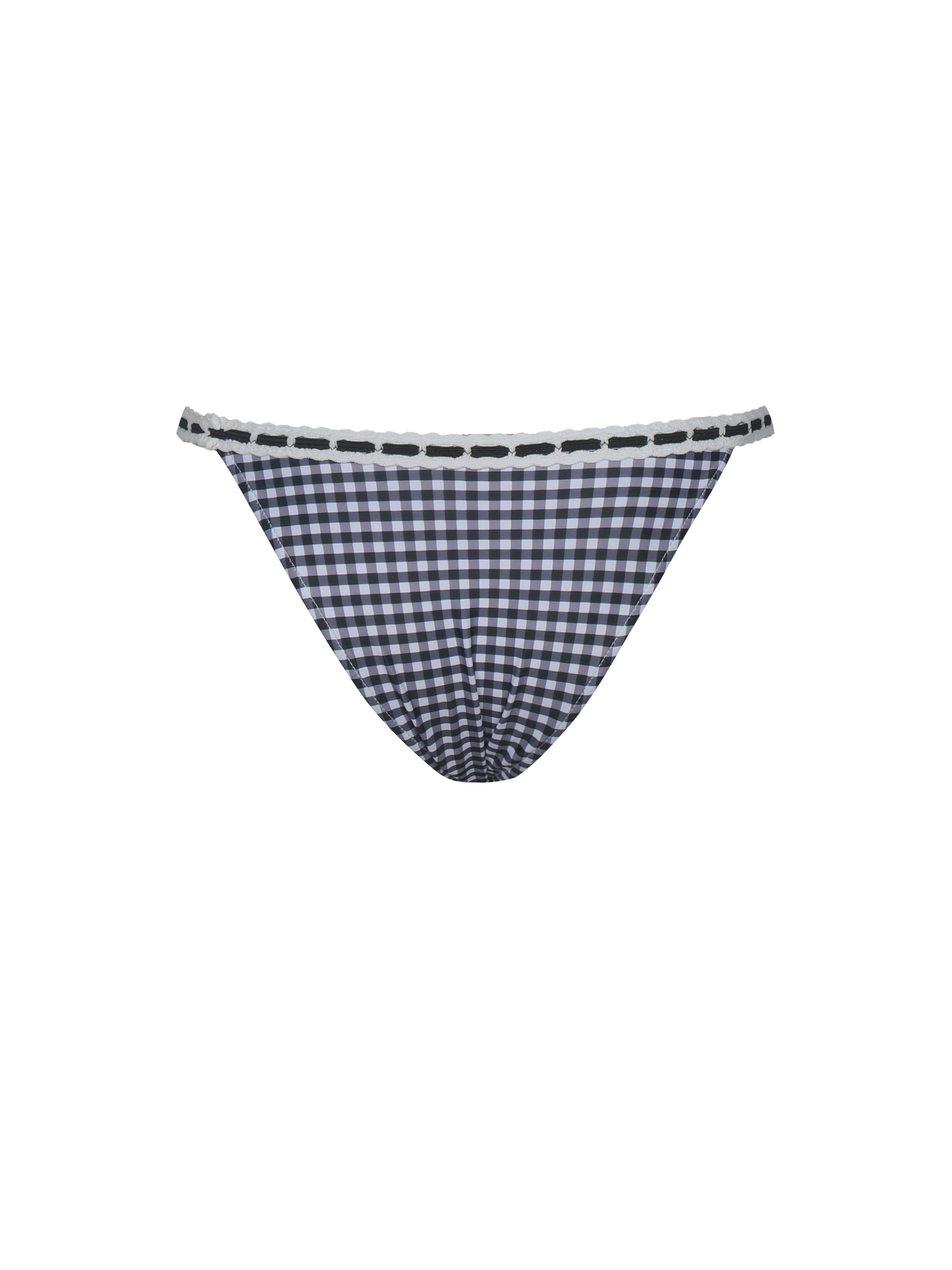 Genevia Gingham Lace Decoration Bikini Bottom