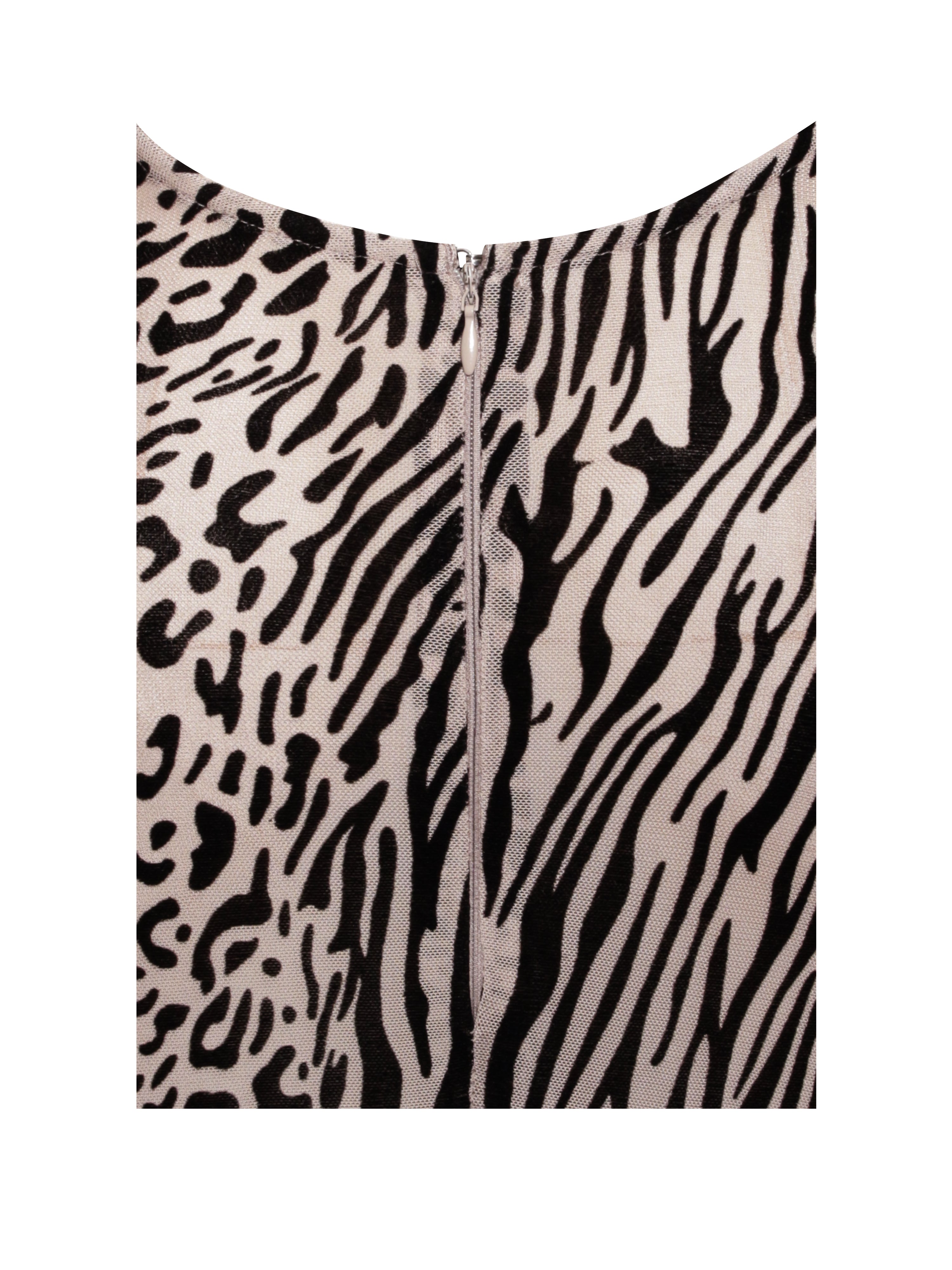 Waylynn Nude Black Animal Print Burnout Velvet Detail Mesh Backless Maxi Dress