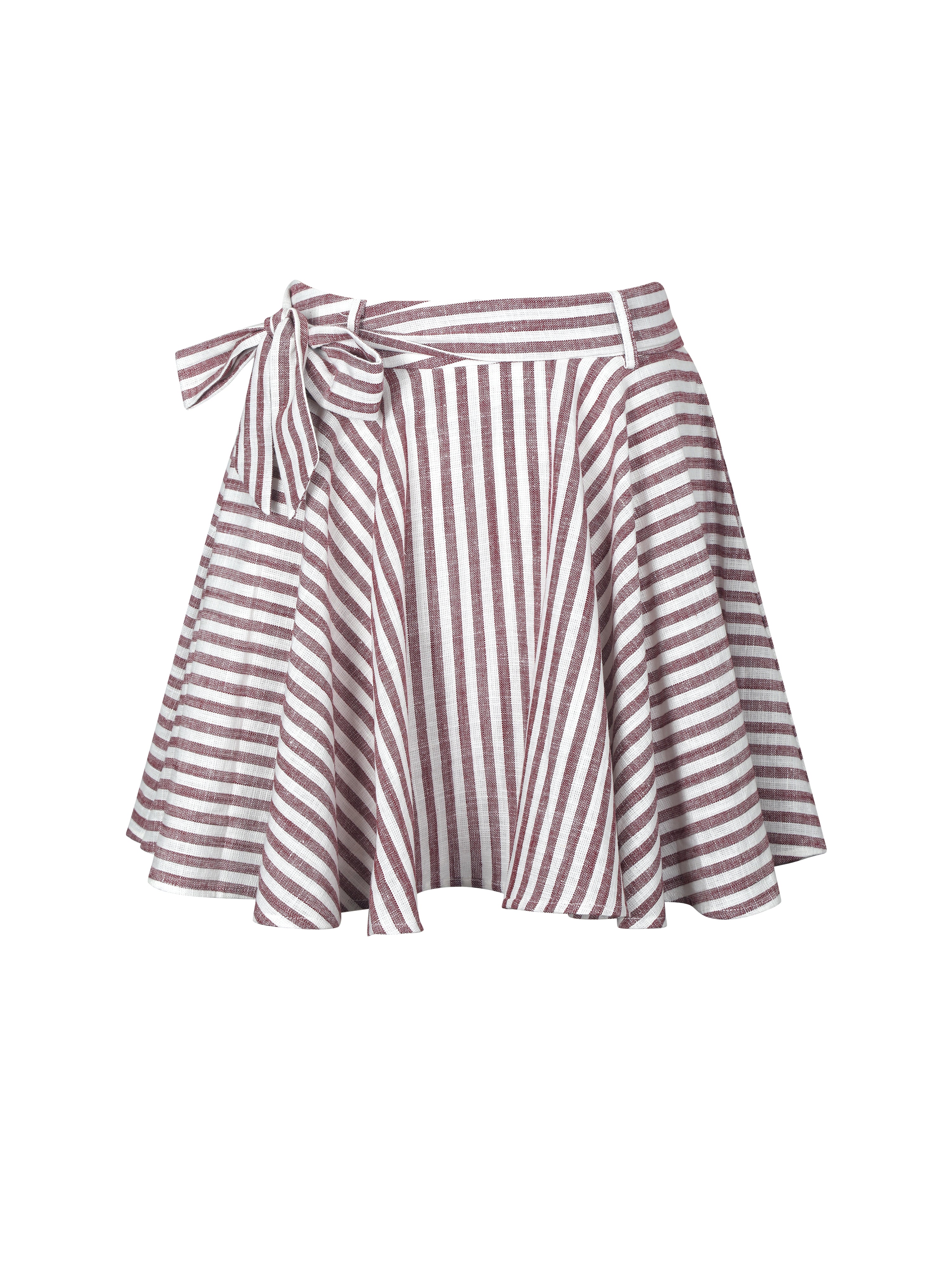 Xolani Red & White Striped Linen Mini Skirt