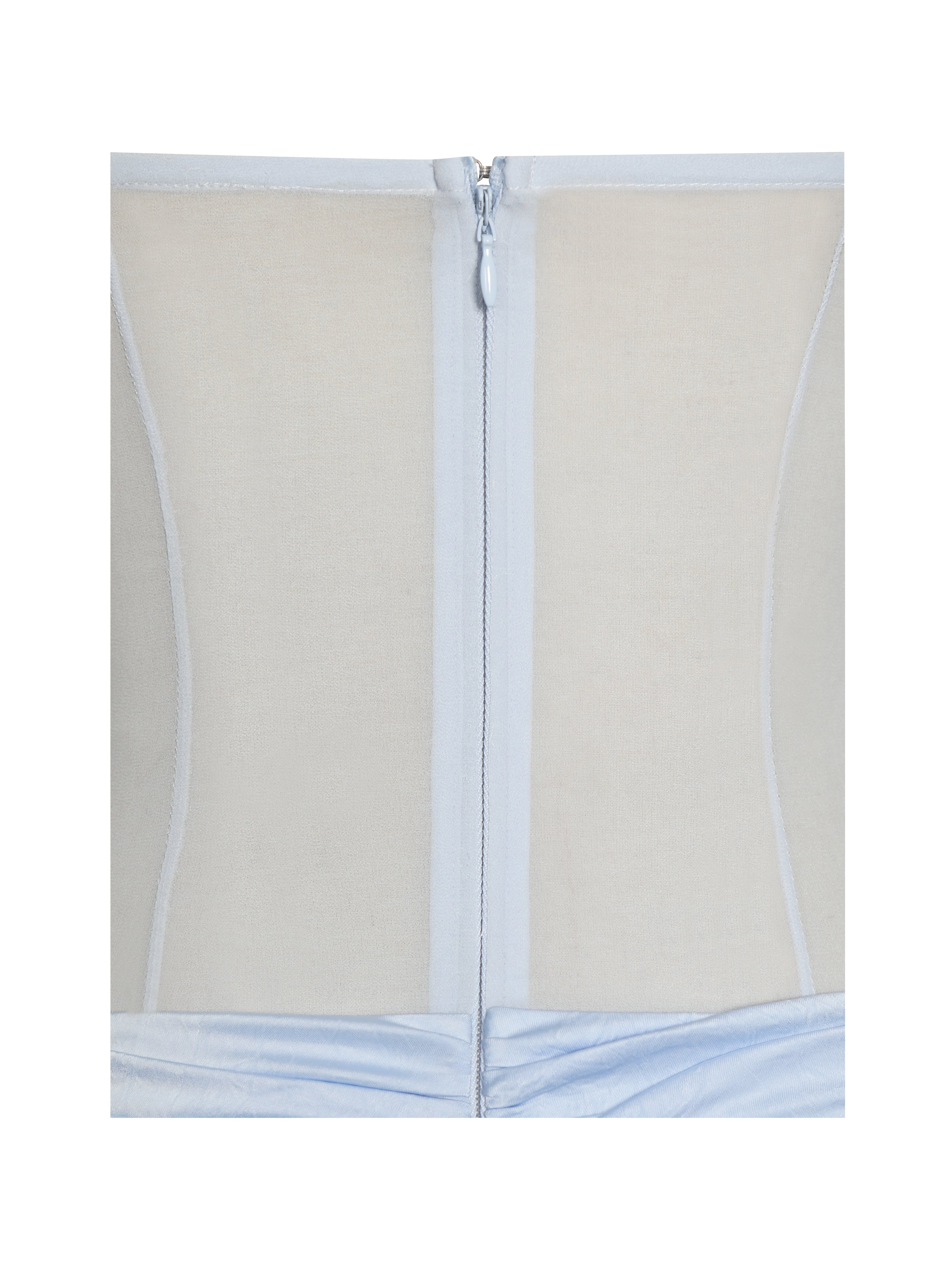 Lacy Blue Ruched Breast High Slit Chiffon Dress