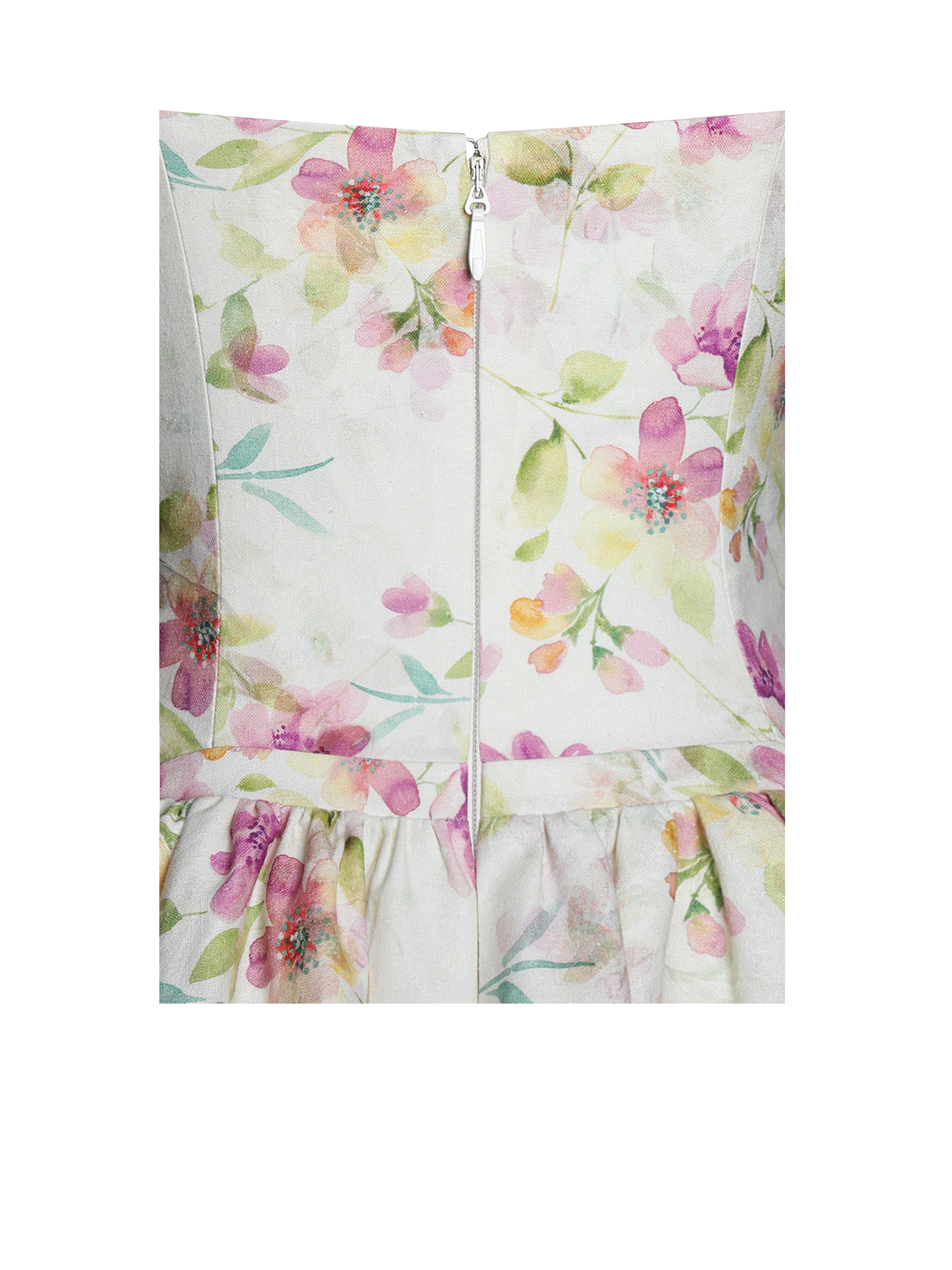 Valda Yellow and Pink Print Linen Mini Dress with Pockets