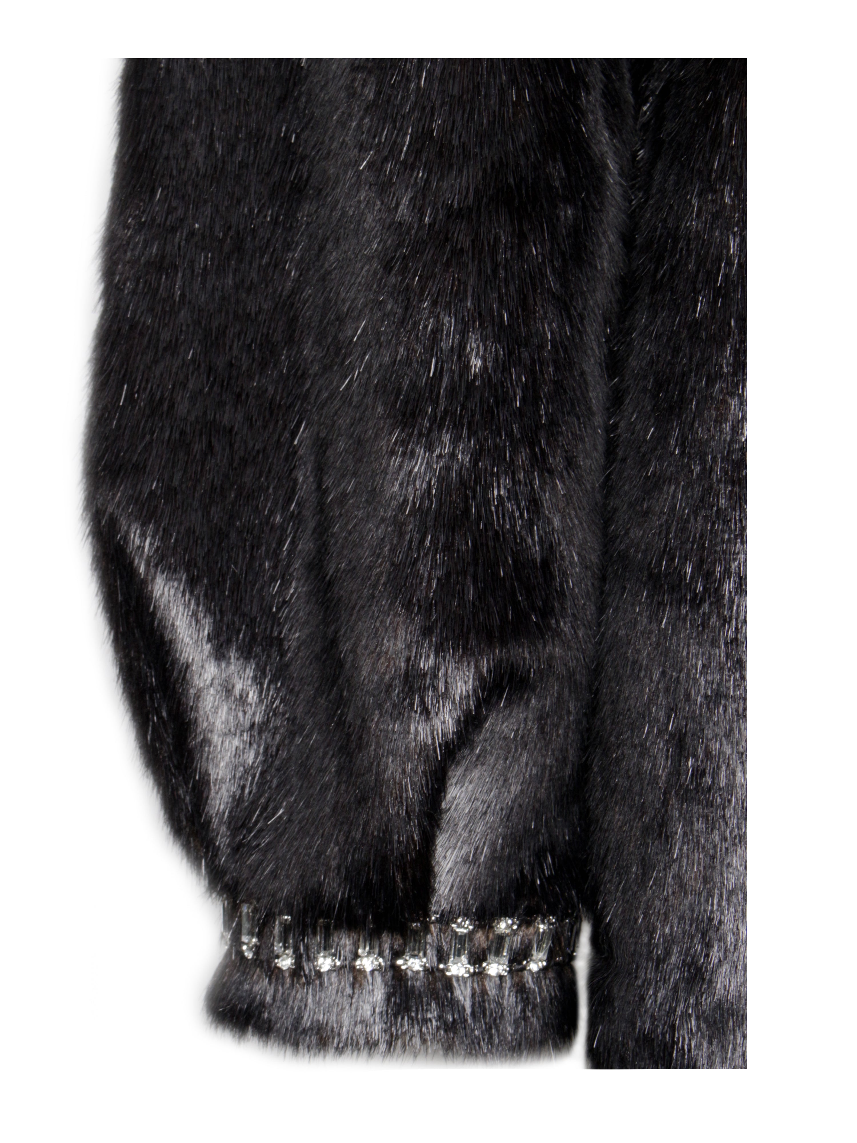 Yahia Black Vegan Long Faux Mink Coat