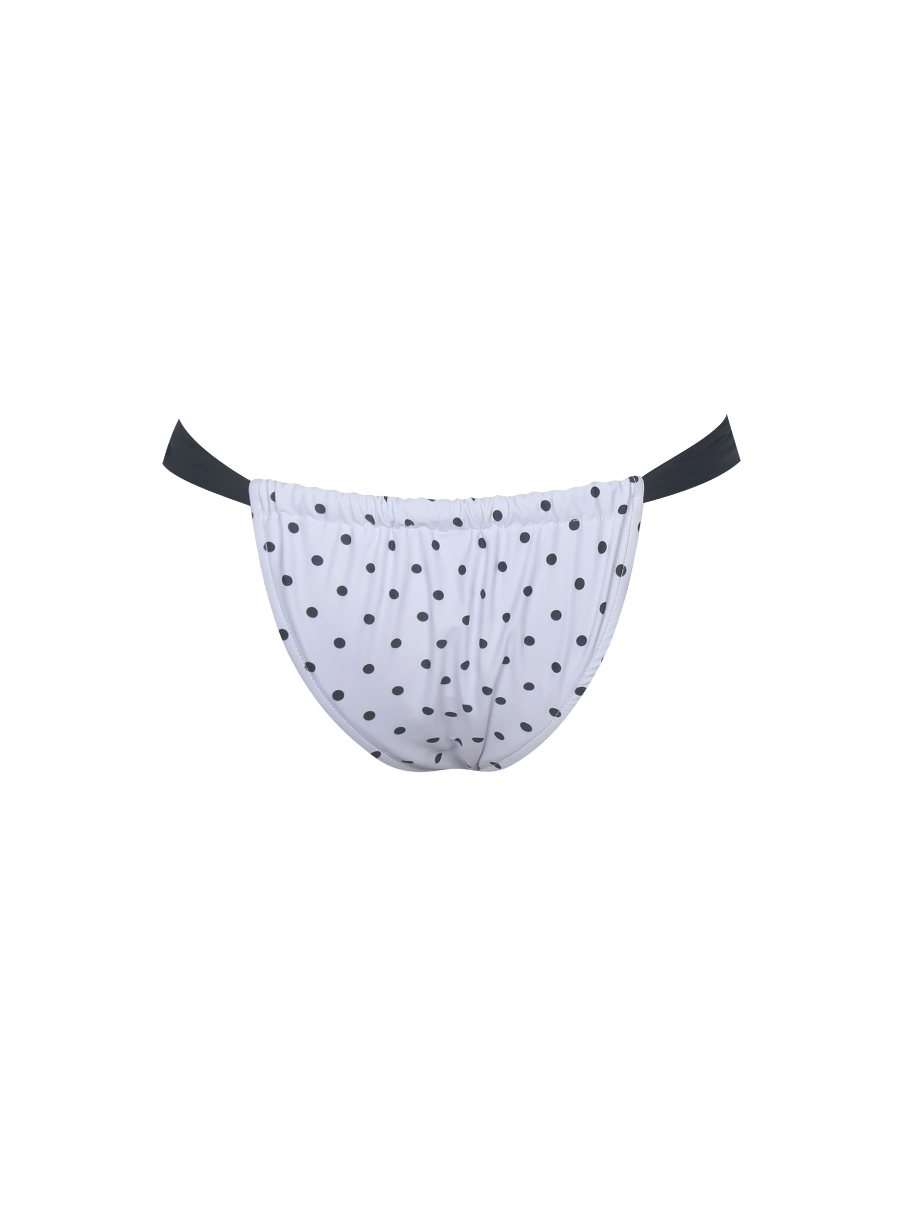 Oliveah Polka Dot Ruched Black Lacing Bikini Bottom