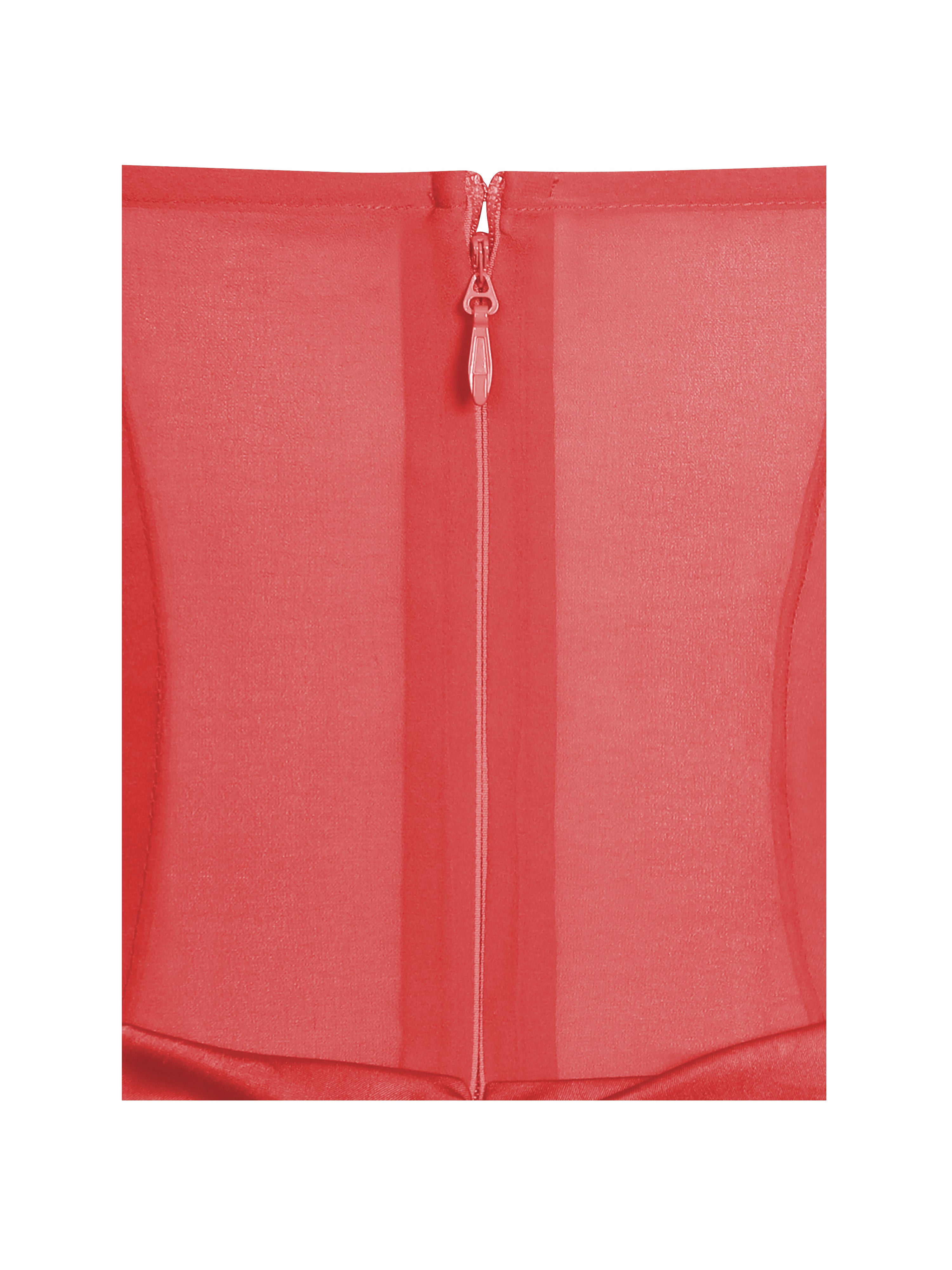 Dahlina Red Ruched Waist High Slit Maxi Dress