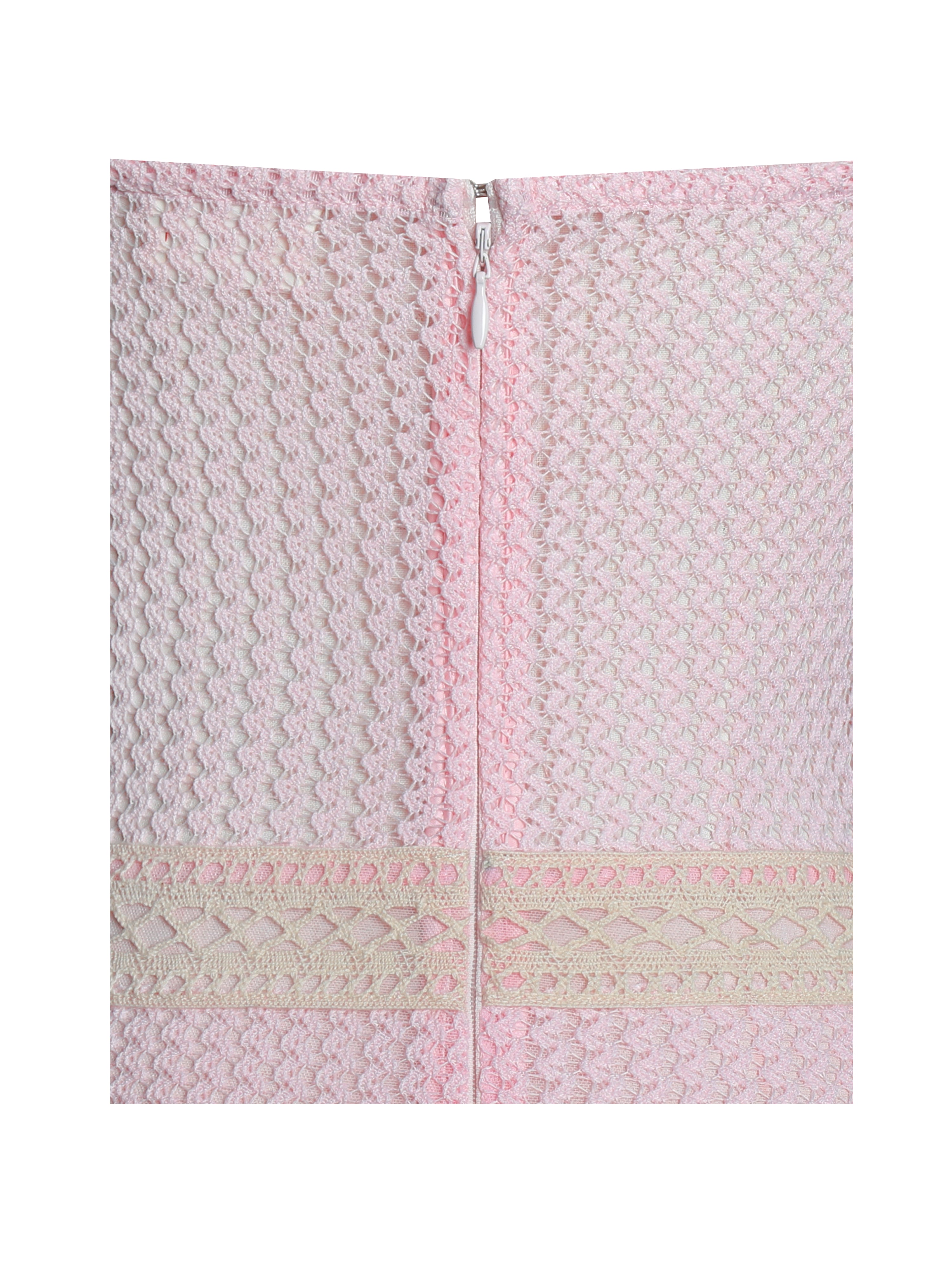 Pallas Pink Lace Trim Crochet Mermaid Maxi Dress