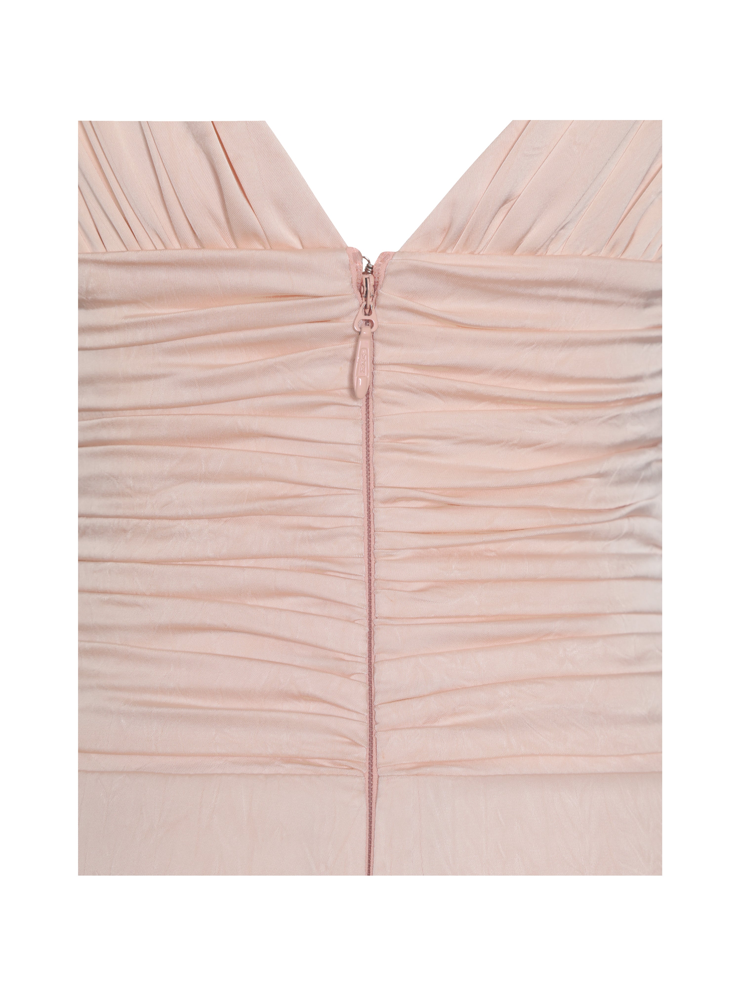 Talyssa Baby Pink Ruched Waist Double High Slit Maxi Gown