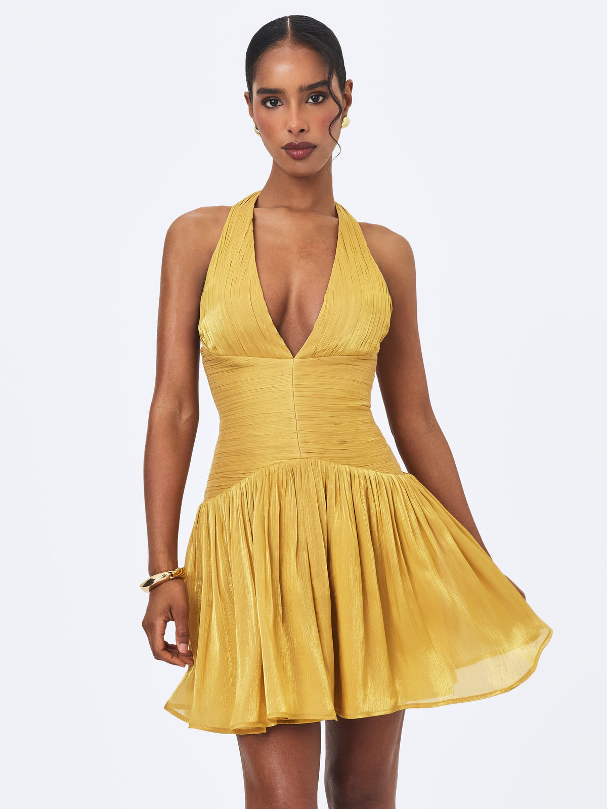 gold dress halter Xavia Crystal Organza Plunging Mini Lavishly embellished with fully Silk Satin Colors:Dusty Sage 868 Class:MENS DRESS LACE-UP Plus Size Grey Sequin