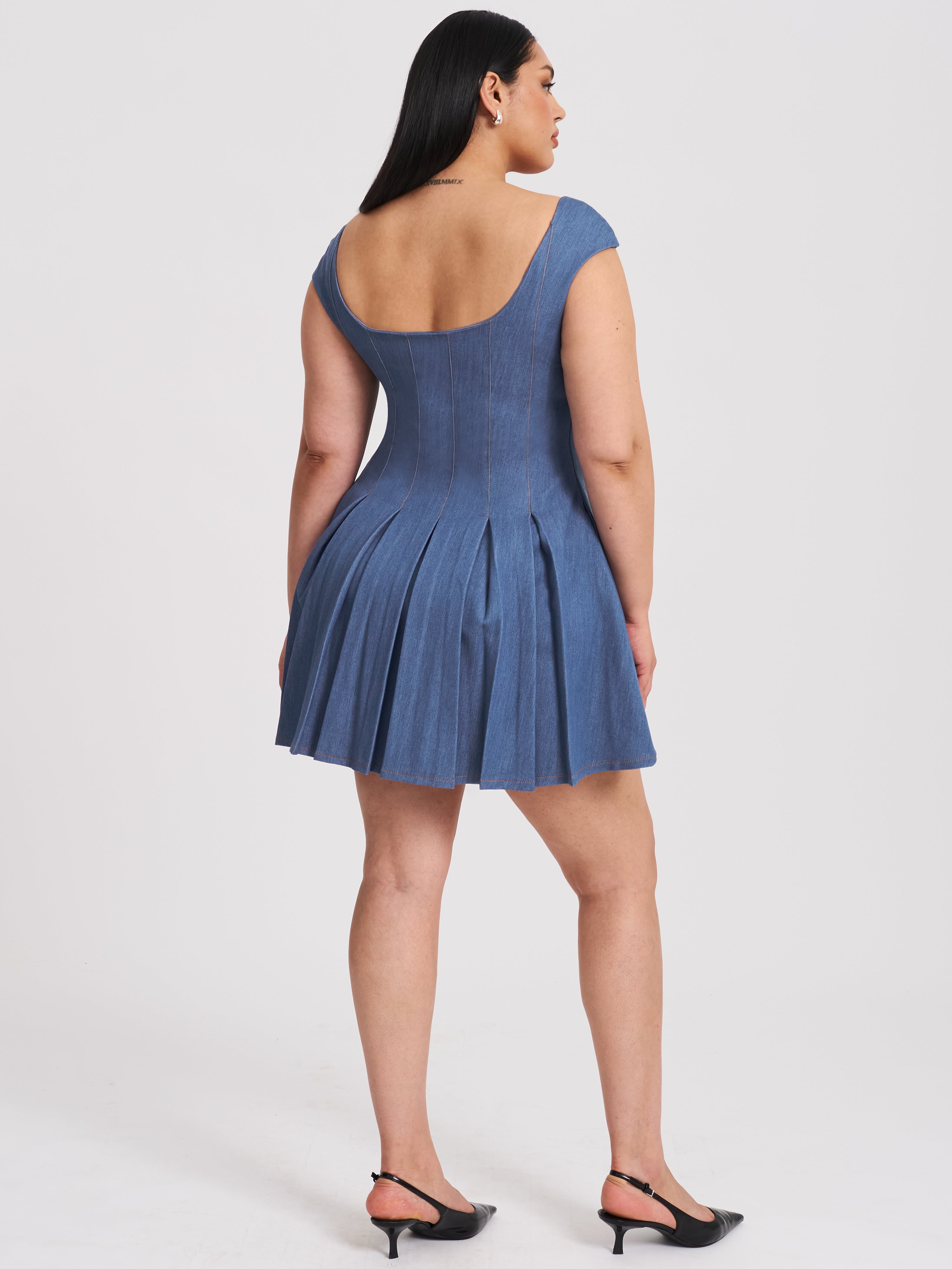 Sada Pleated Denim Mini Dress (Archive Sale)