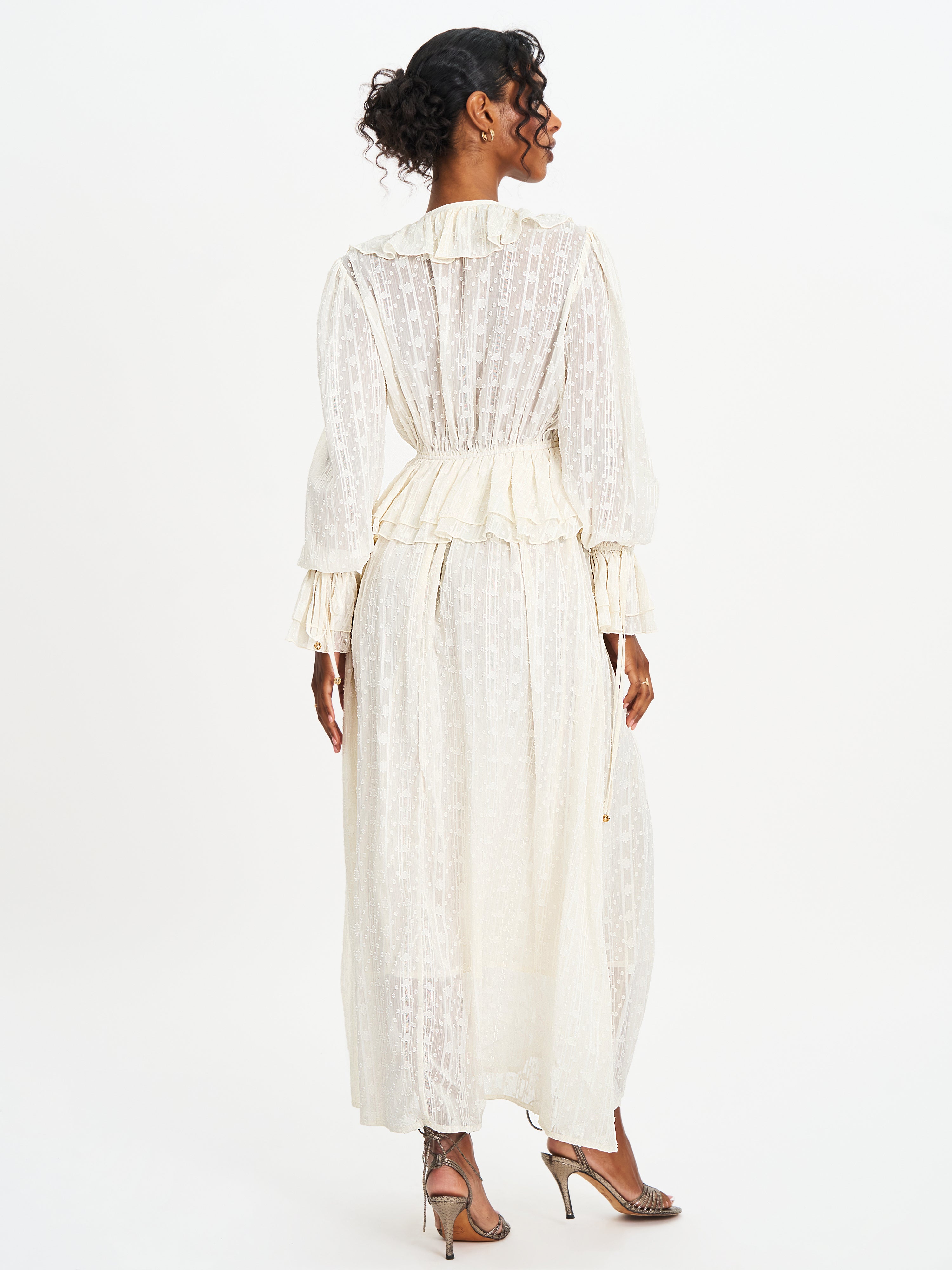 Safiya Jacquard Chiffon Long Sleeve Maxi Dress