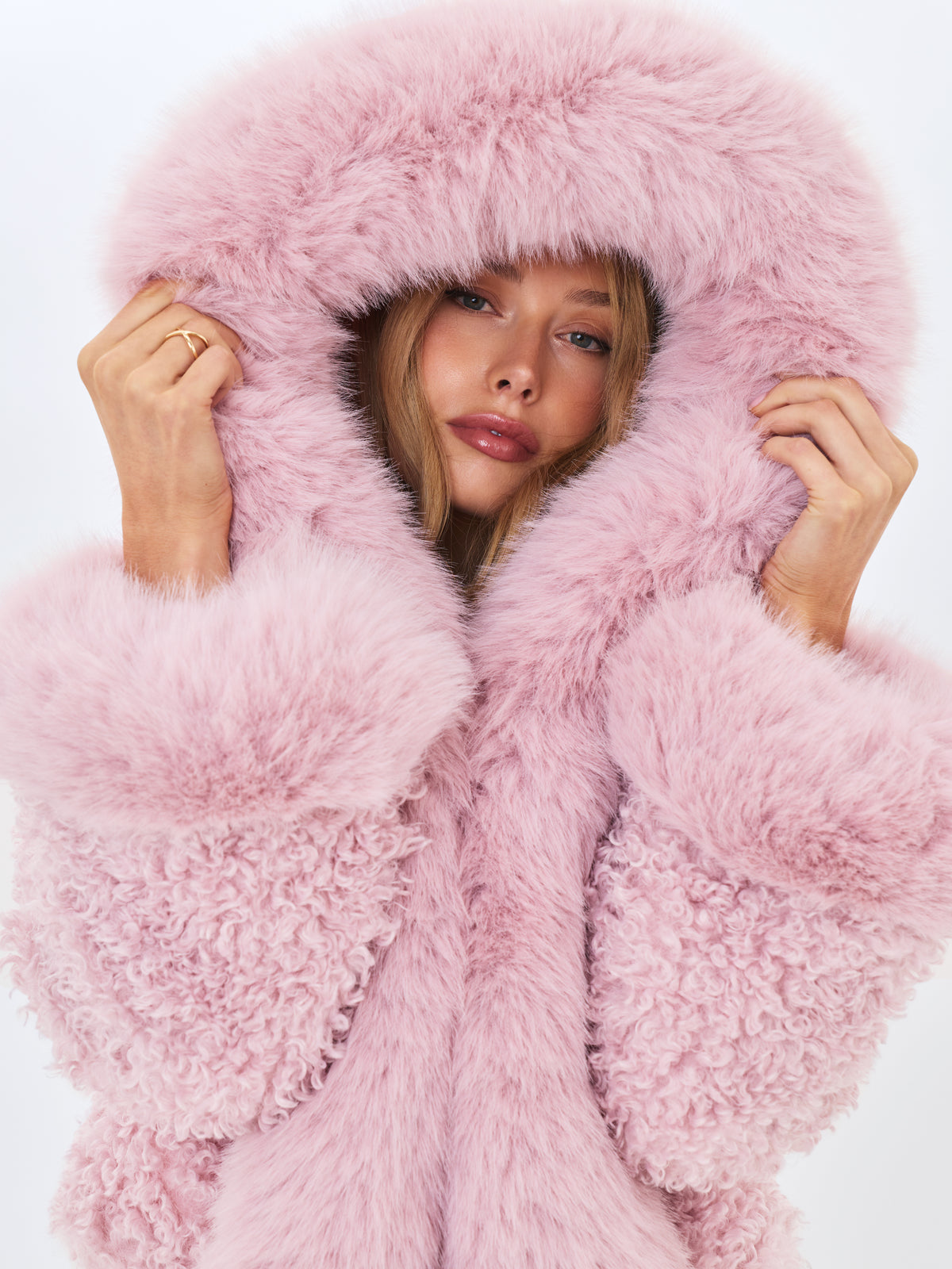 Kali Rose Cropped Vegan Shearling Fur Jacket
