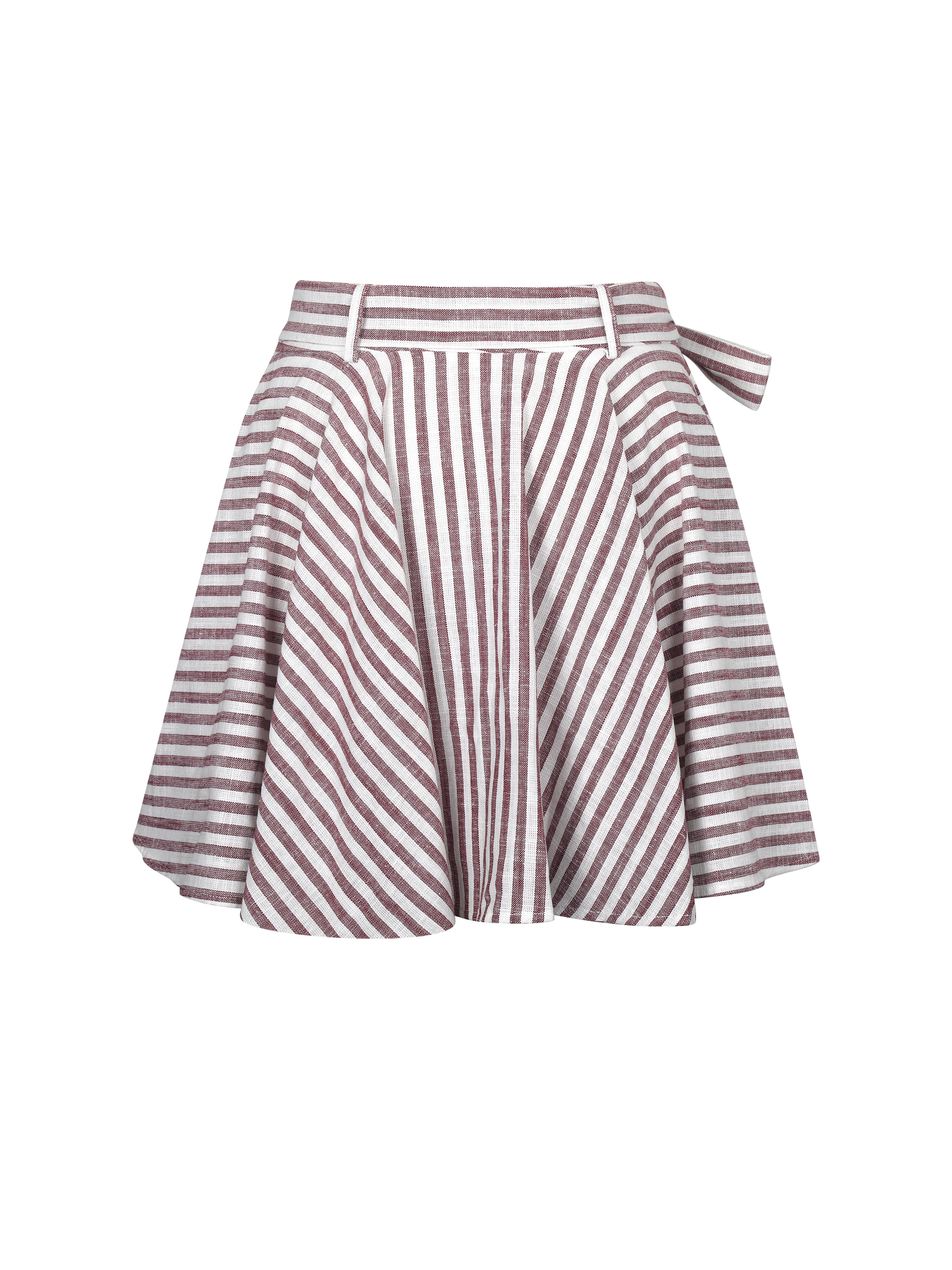 Xolani Red & White Striped Linen Mini Skirt