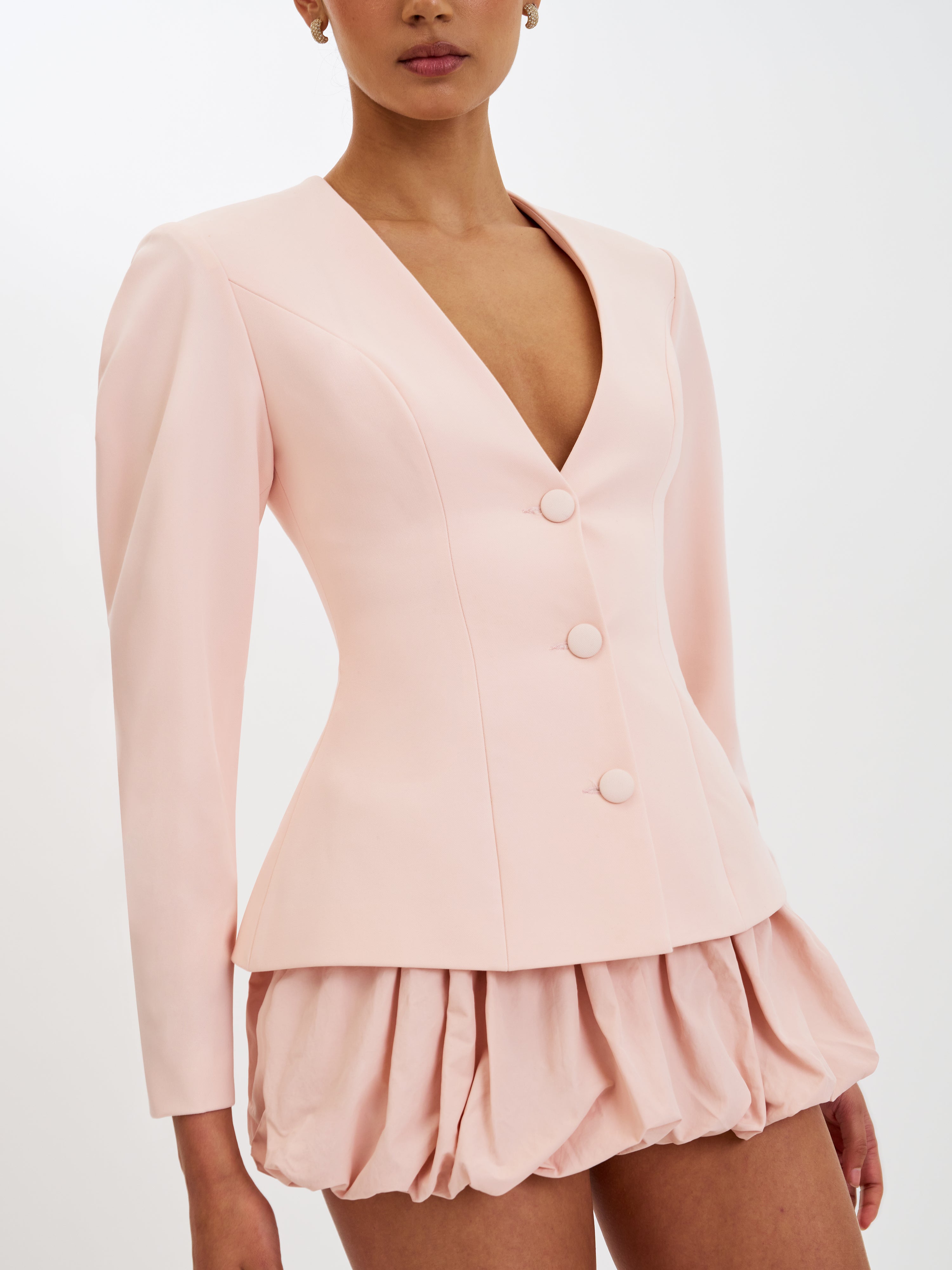 Savannah Tulip Pink Peplum Blazer
