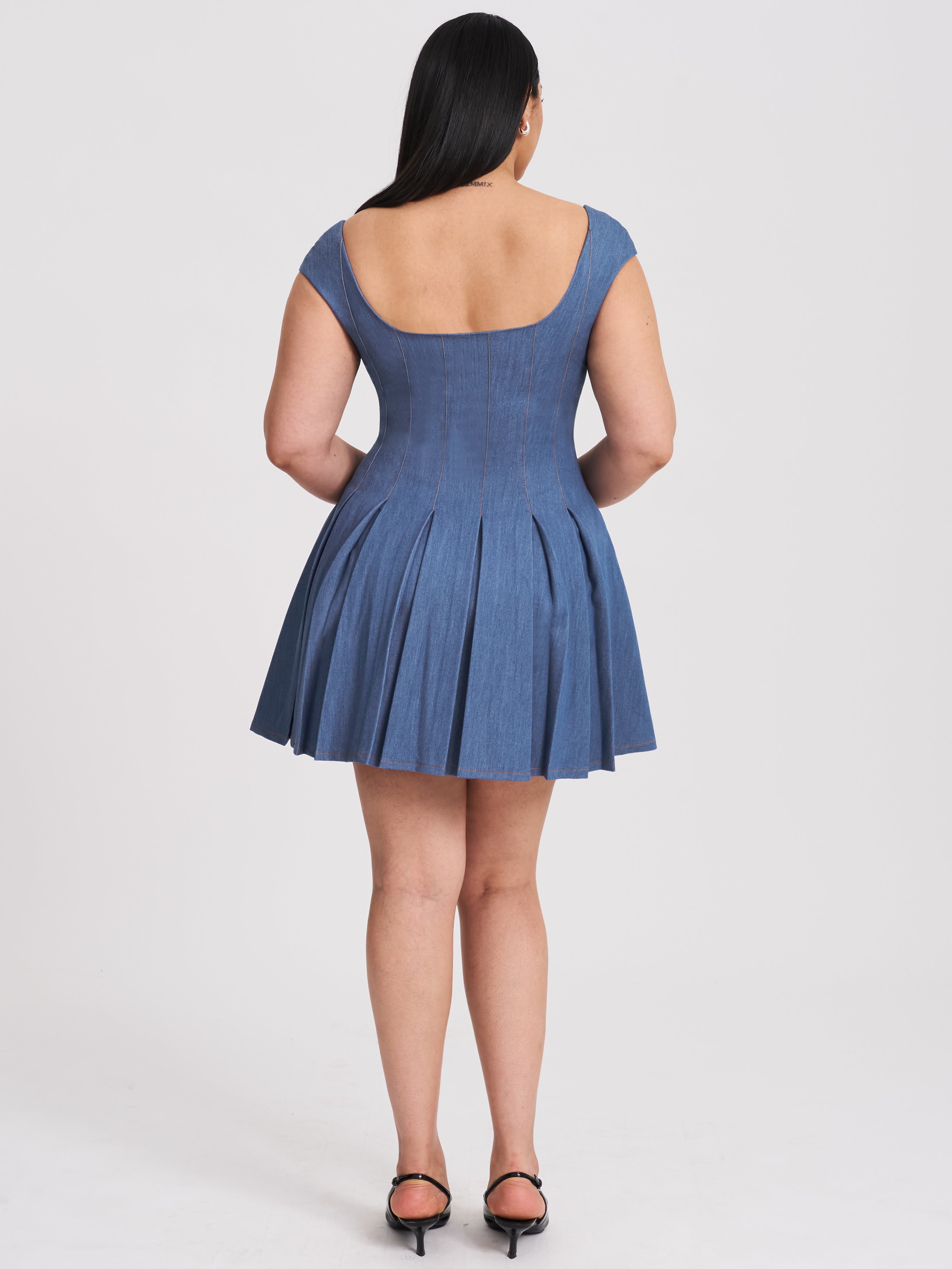 Sada Pleated Denim Mini Dress (Archive Sale)