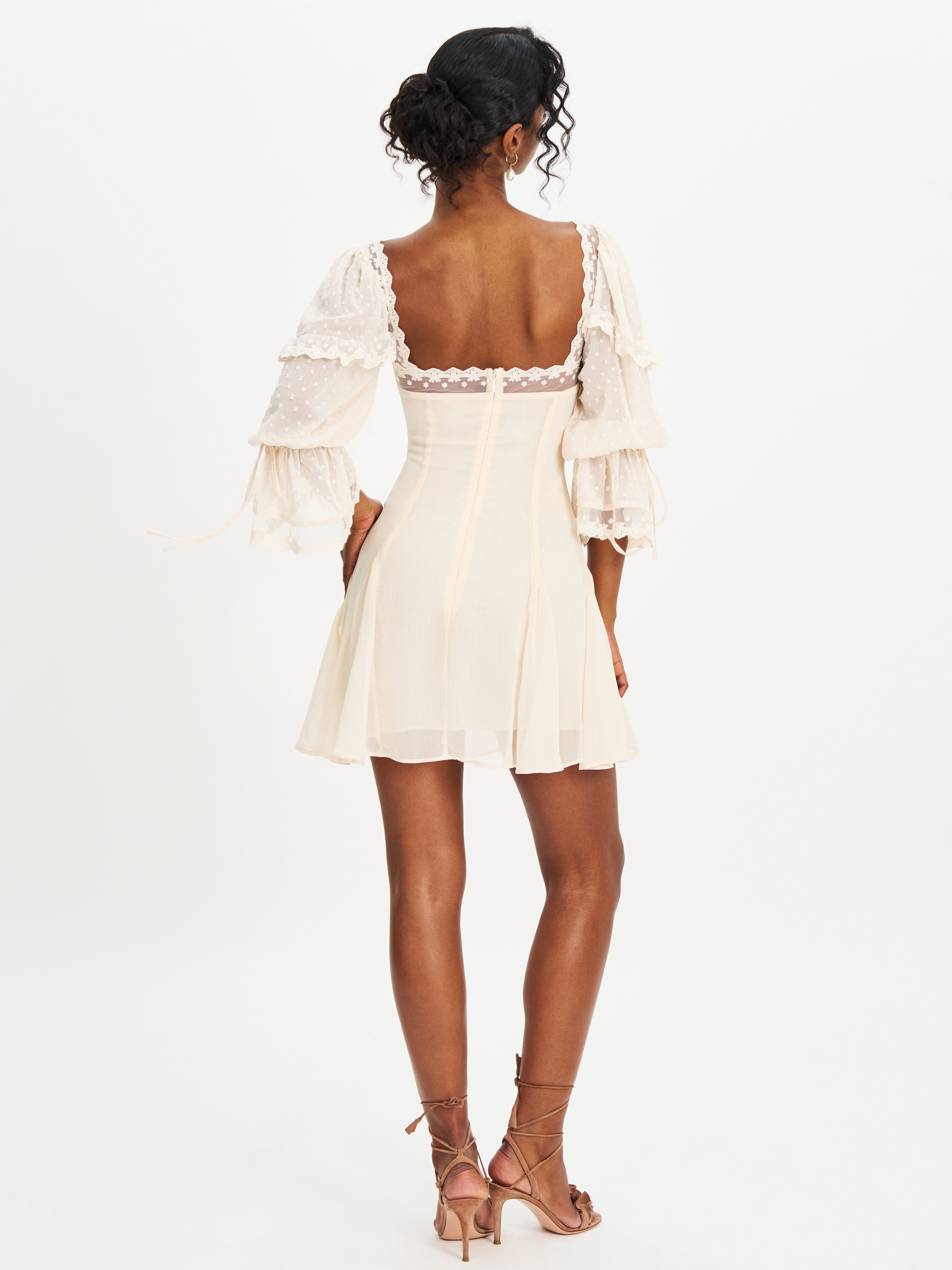 Zakira Lace Trim Half Sleeve Mini Dress