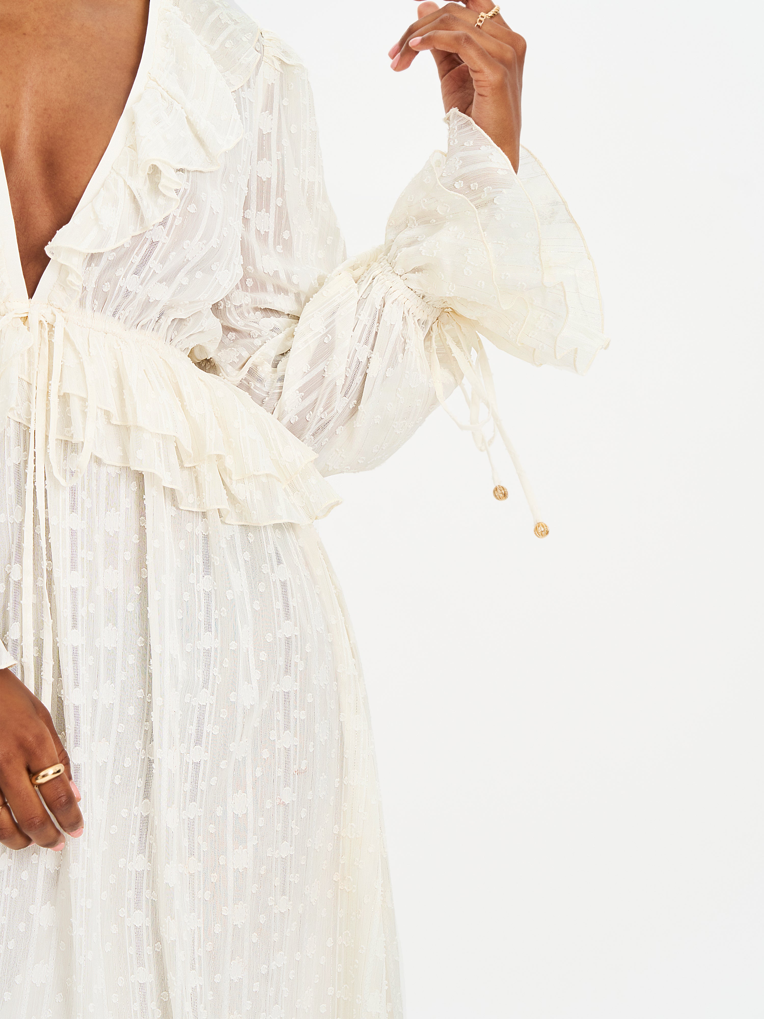 Safiya Jacquard Chiffon Long Sleeve Maxi Dress