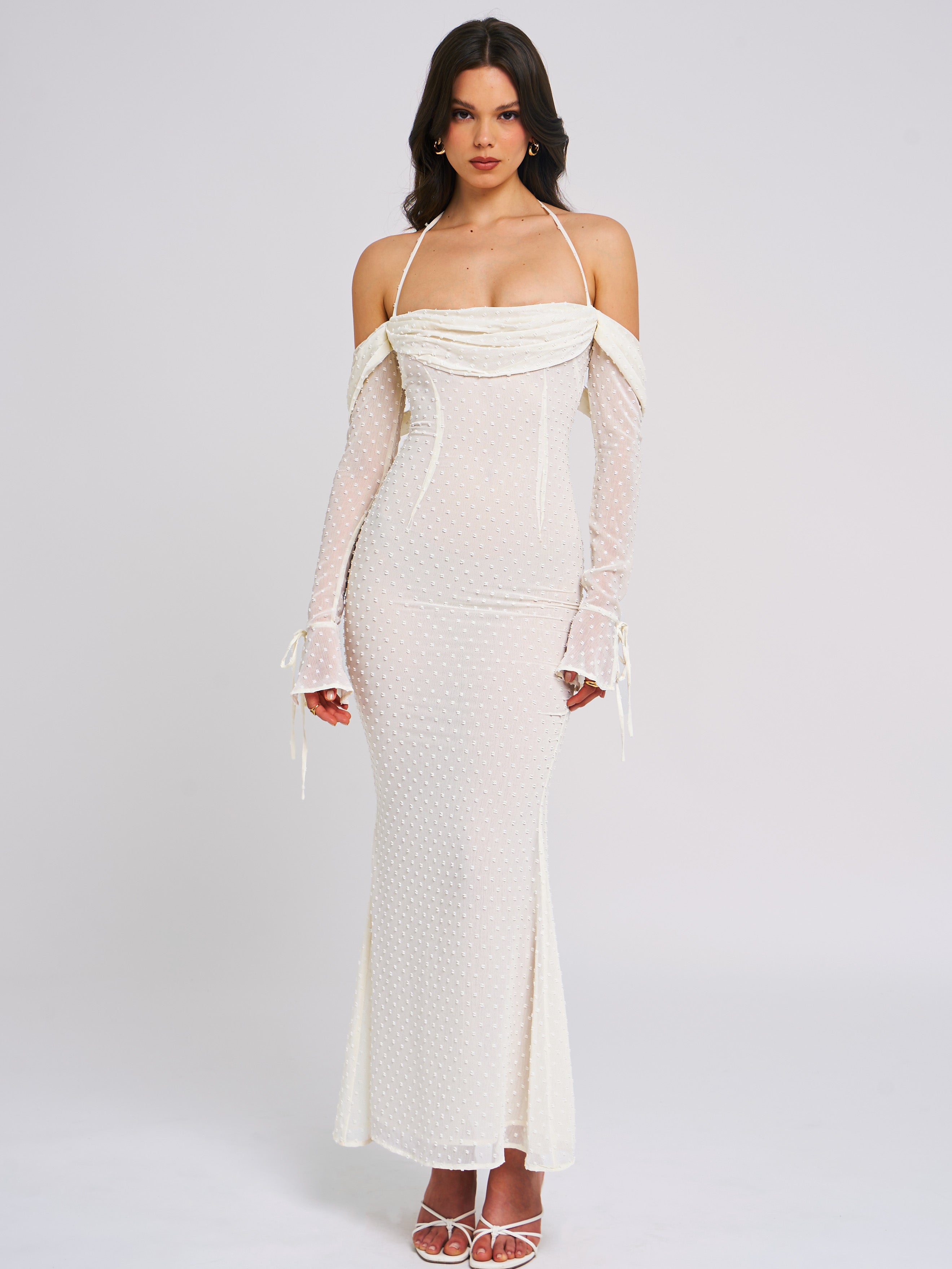 Kaia Long Sleeve Off Shoulder Maxi Dress (Archive Sale)