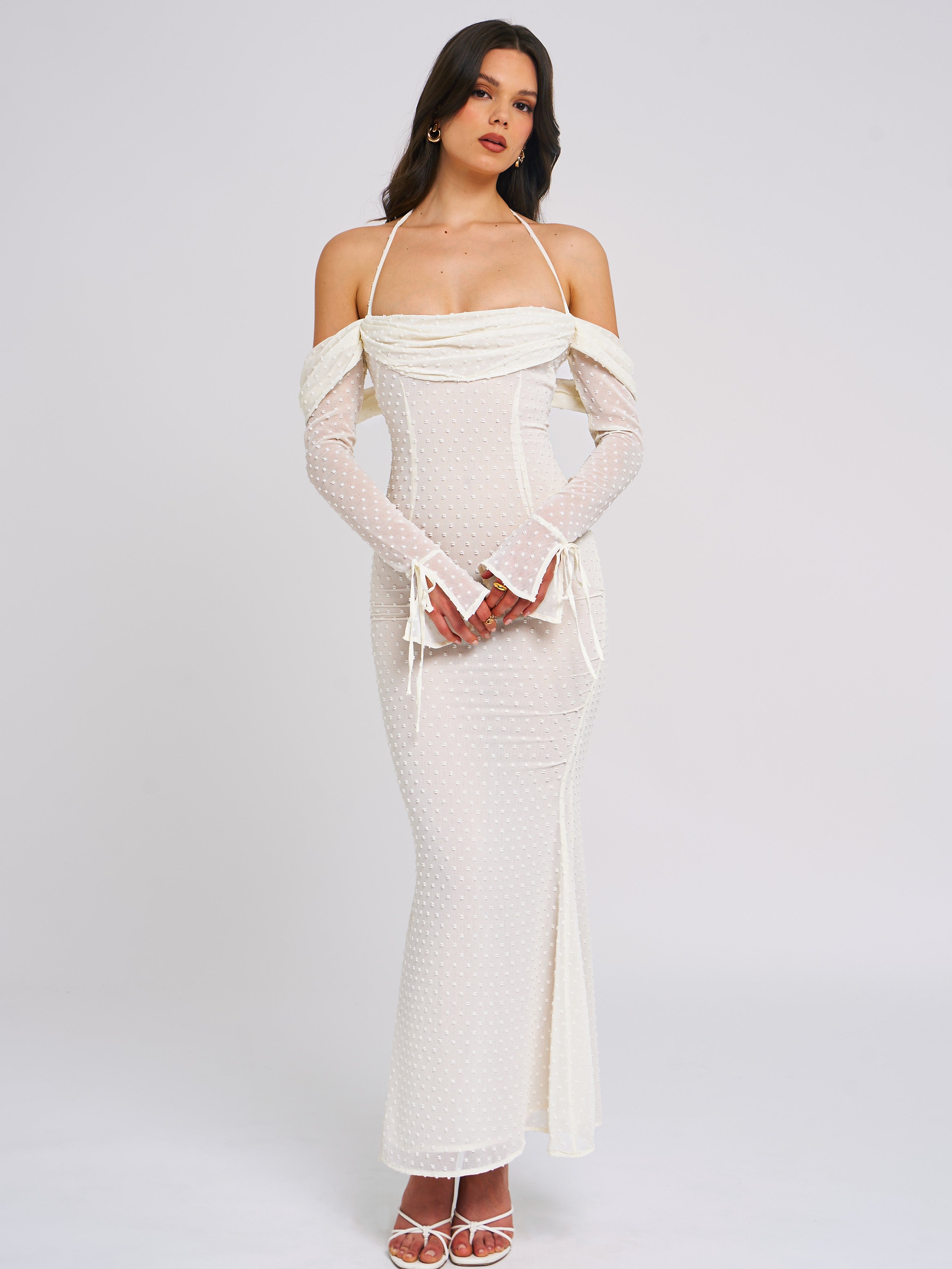Kaia Long Sleeve Off Shoulder Maxi Dress (Archive Sale)