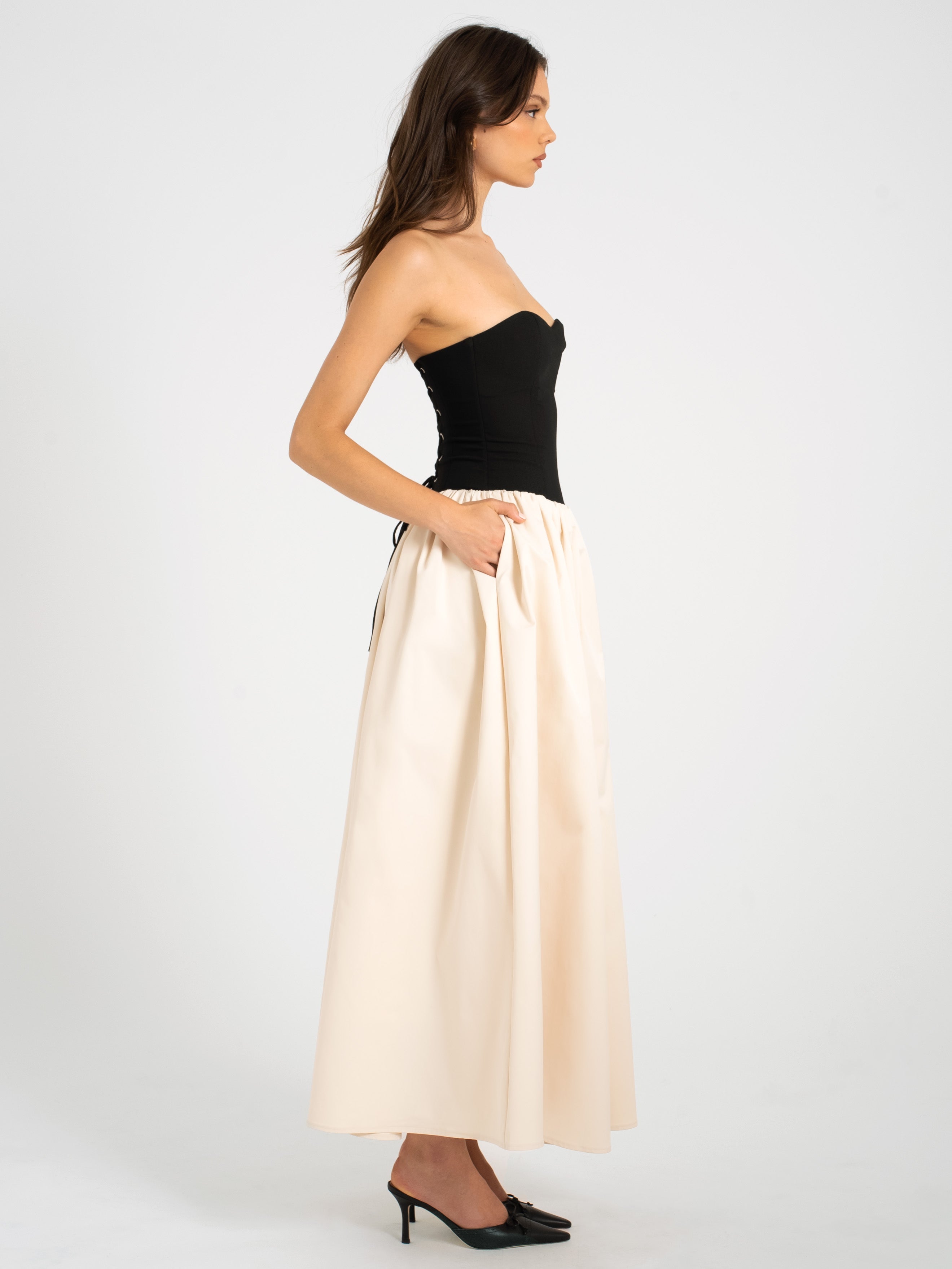 Sana Sweetheart Lace-up Back Drop Waist Maxi Dress (Archive Sale)