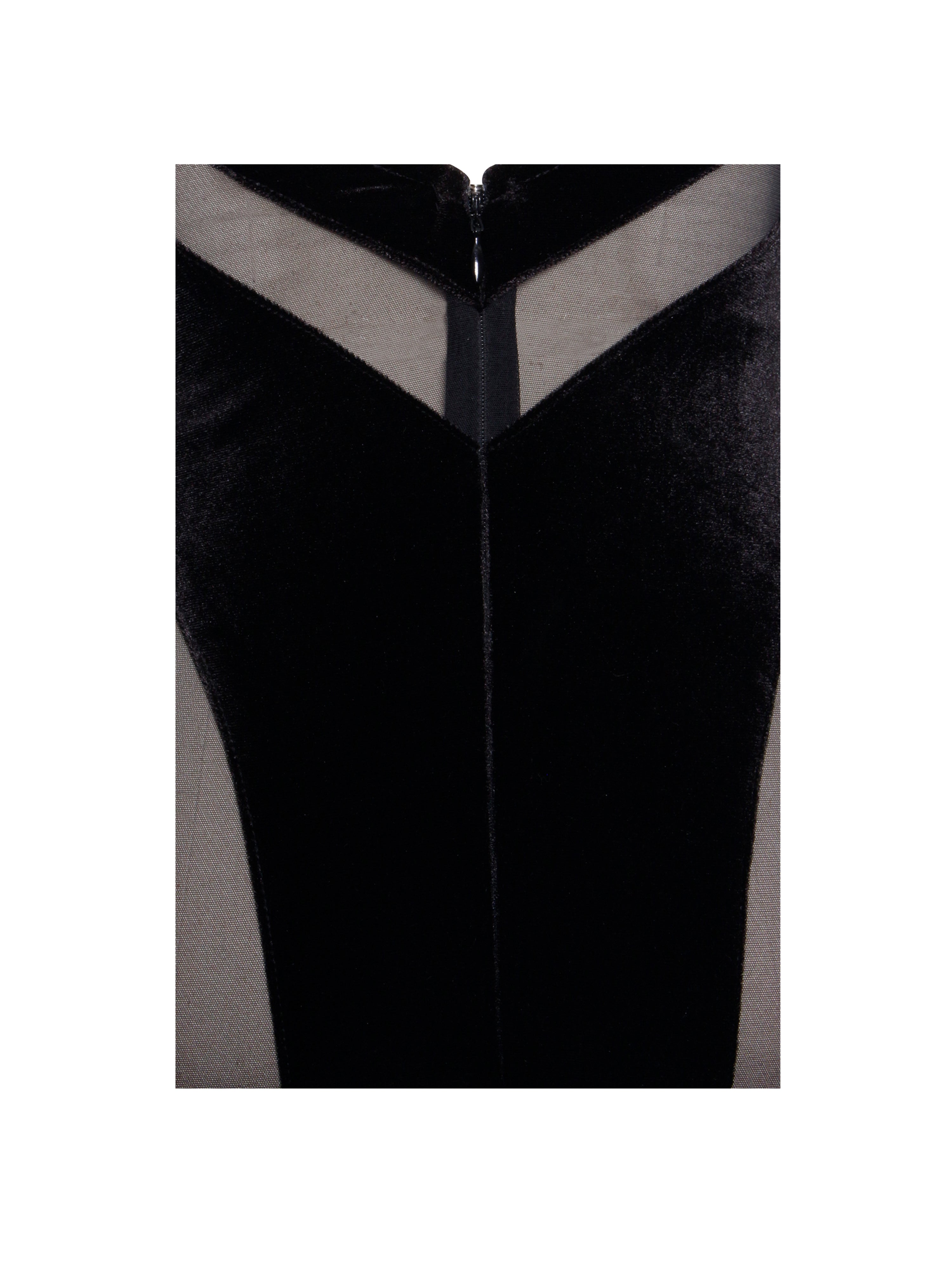 Paityn Black Velvet Mesh Cutout Halter Gown