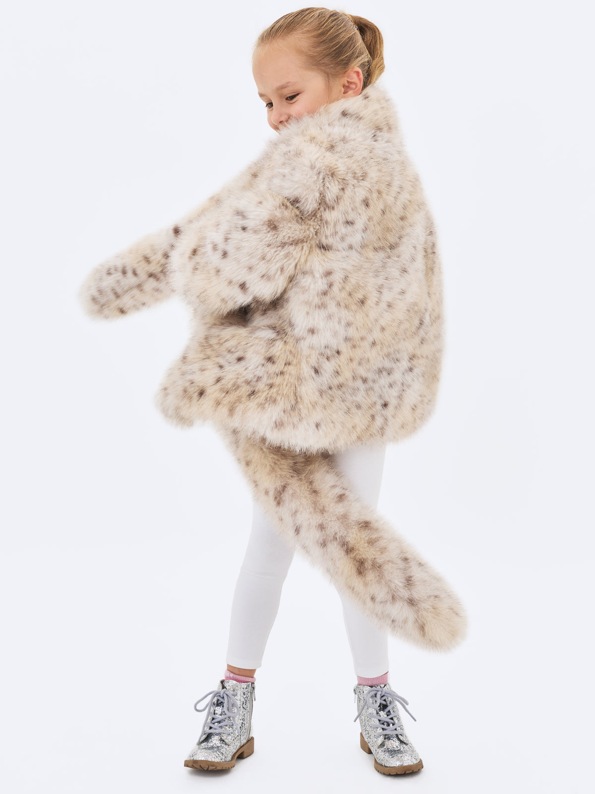 Margot Kids Faux Cheetah Fur Jacket with Pockets