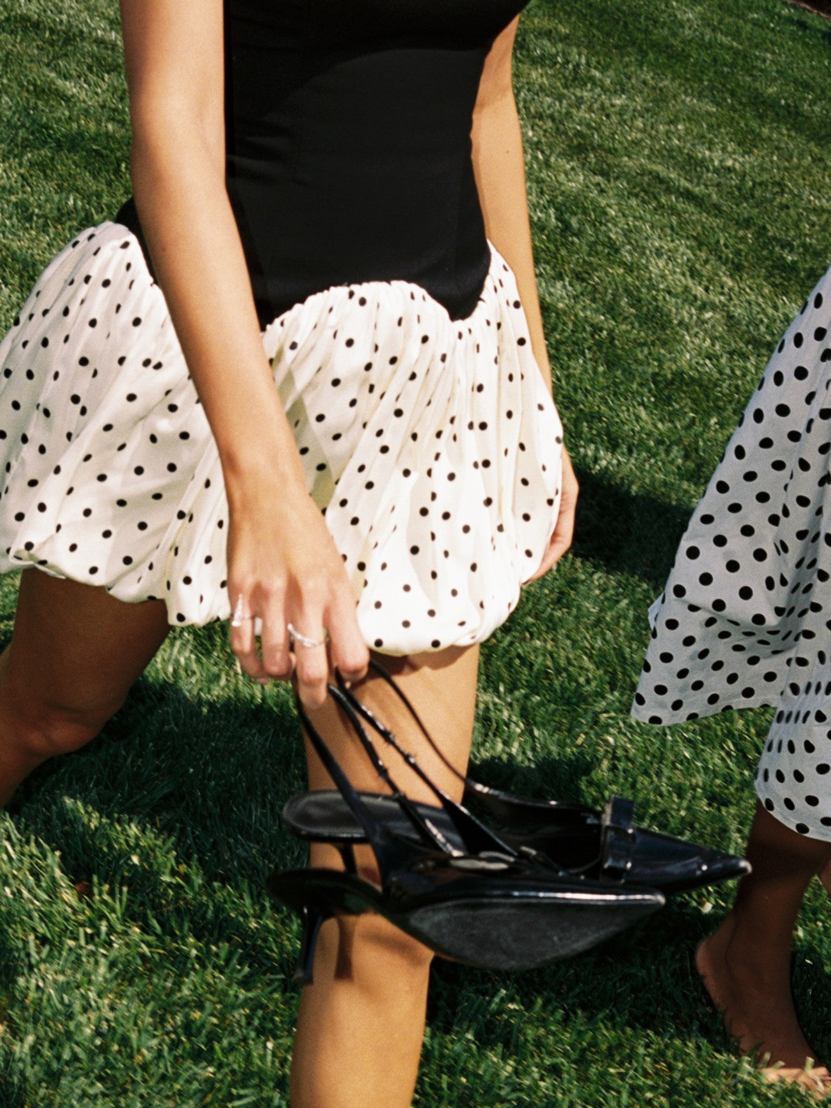 Dahliana Polka Dot Bubble Hem Corset Mini Dress