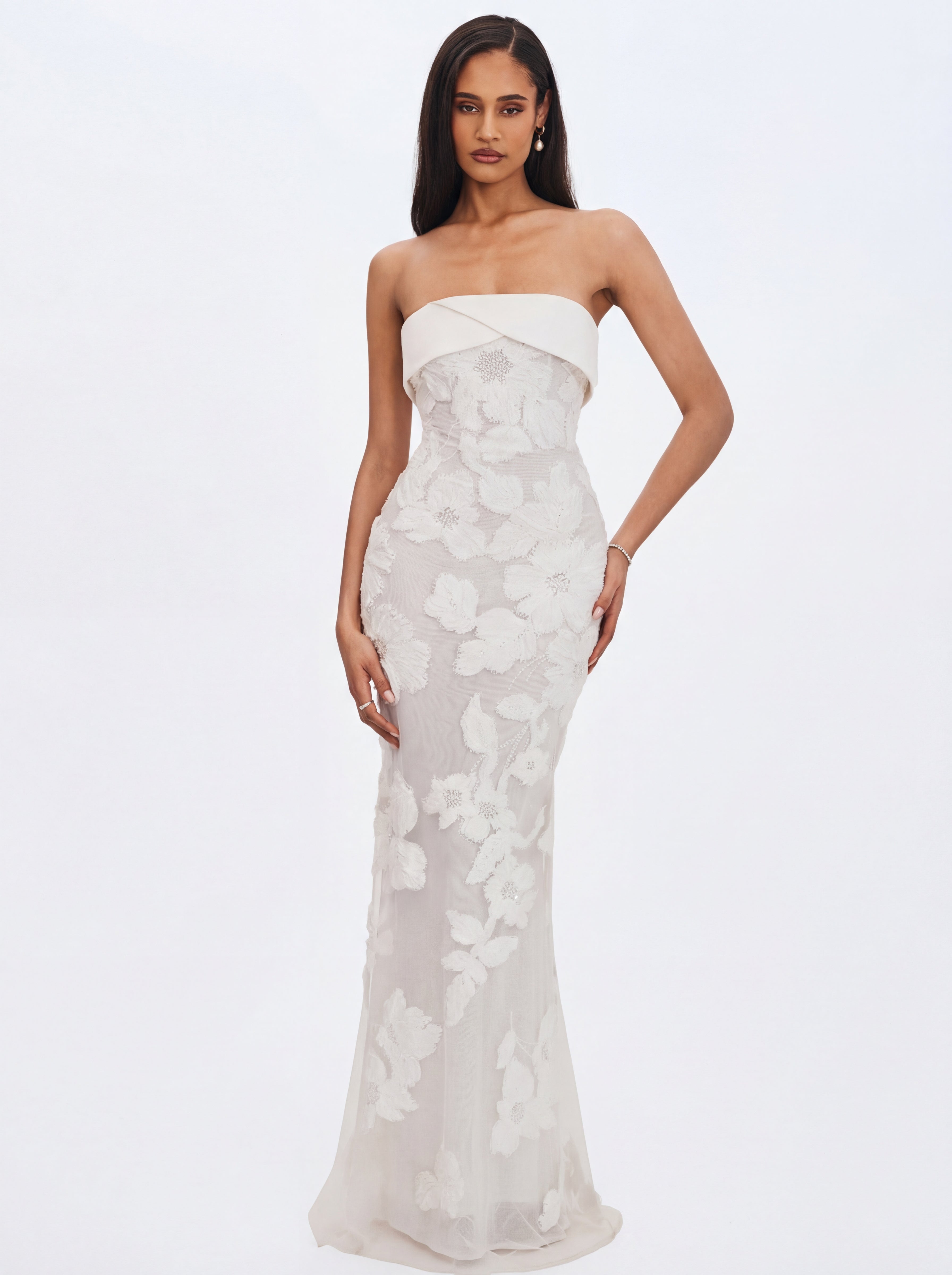 Raphaela White Floral Strapless Mermaid Wedding Dress (PREORDER)