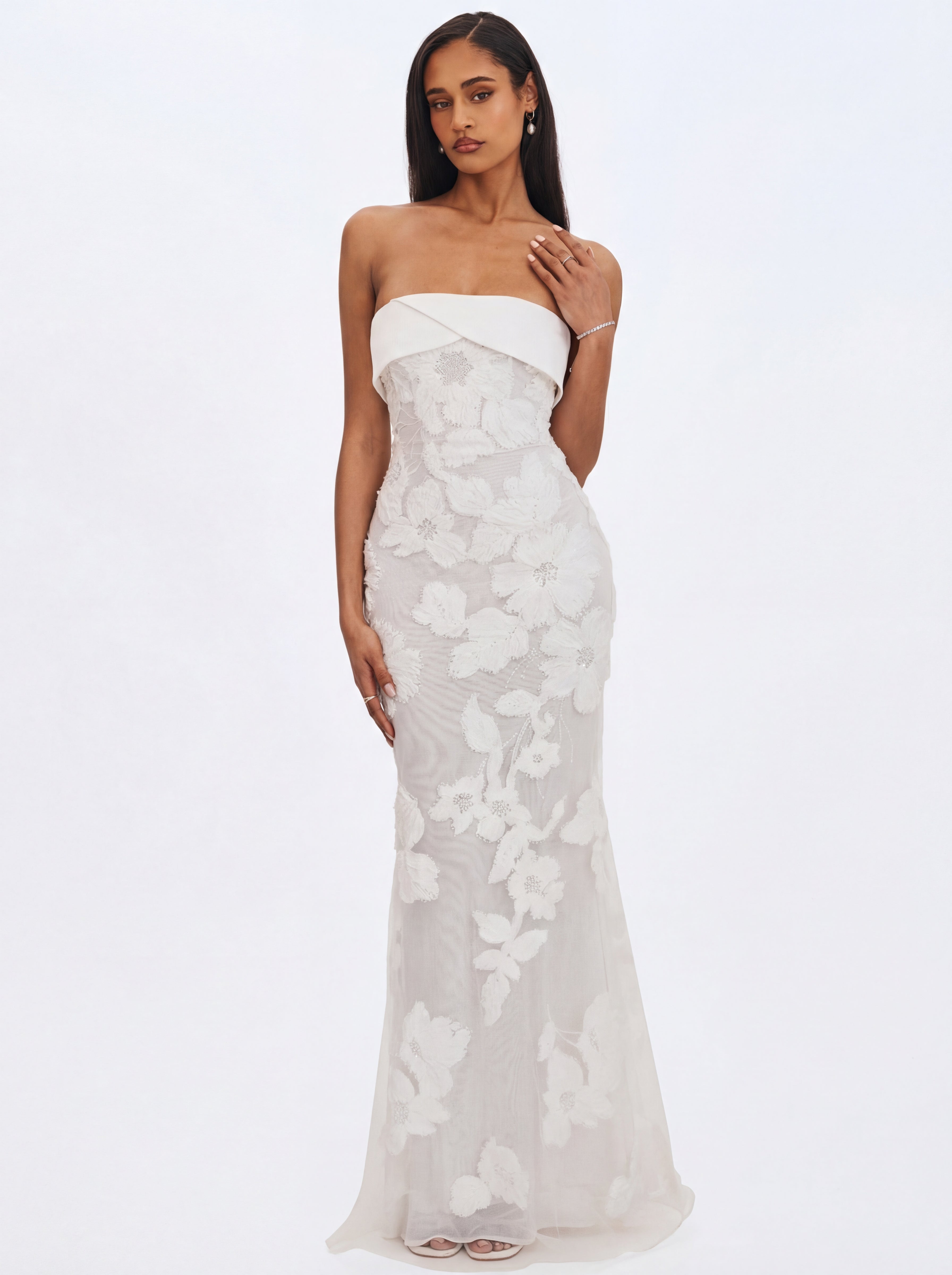 Raphaela White Floral Strapless Mermaid Wedding Dress (PREORDER)