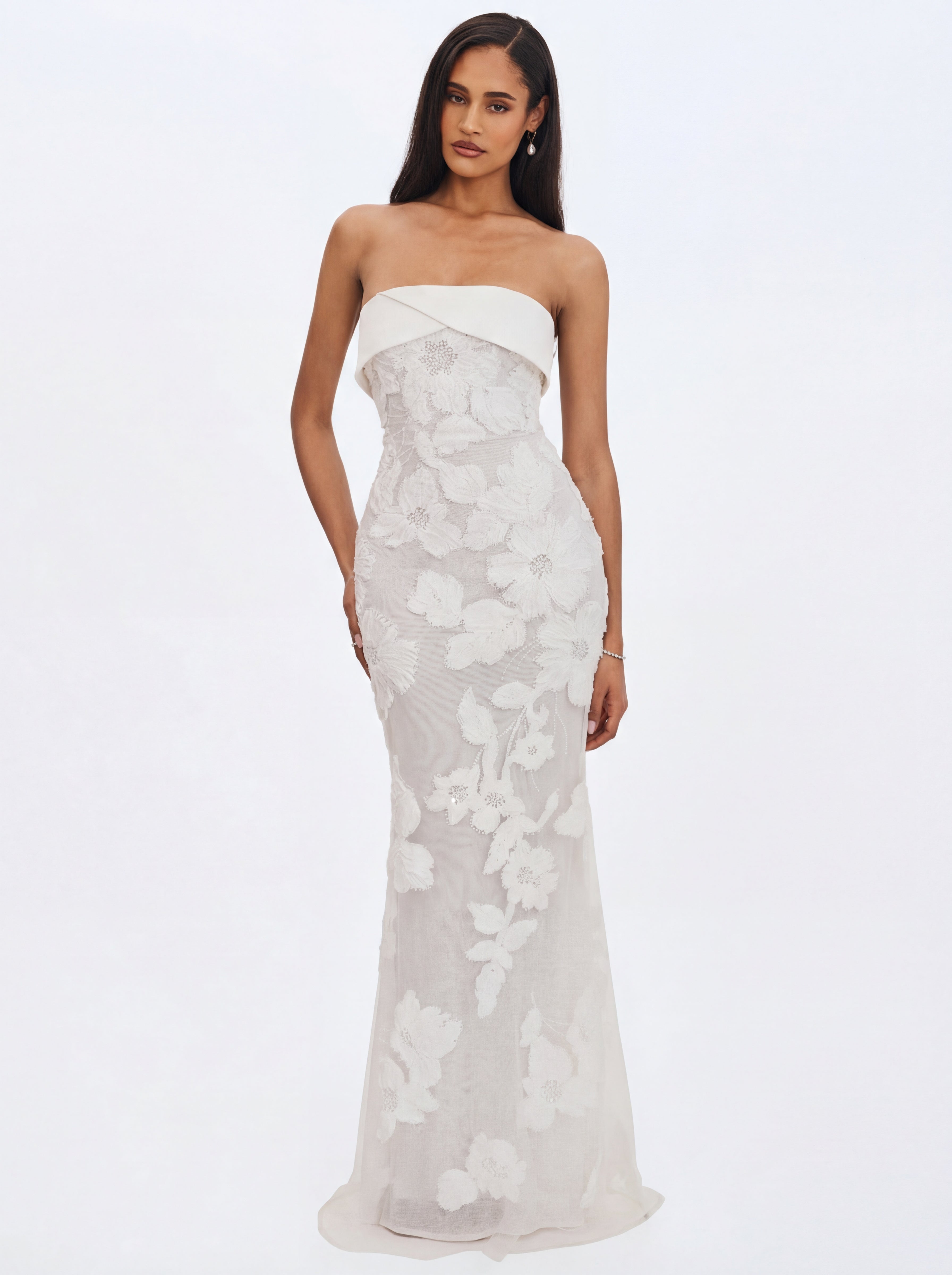 Raphaela White Floral Strapless Mermaid Wedding Dress (PREORDER)