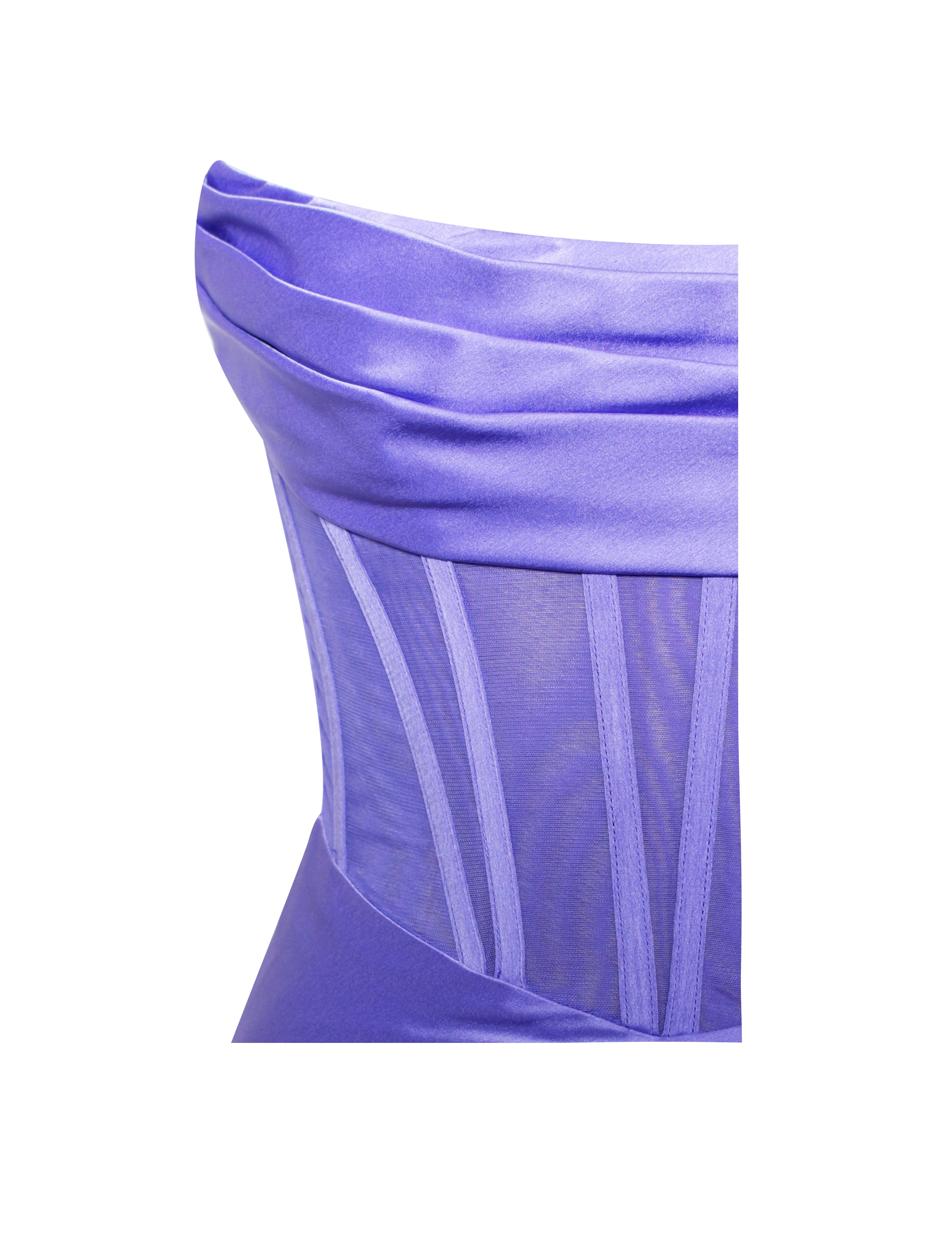 Prisa Very Peri High Slit Satin Corset Gown (Archive Sale)