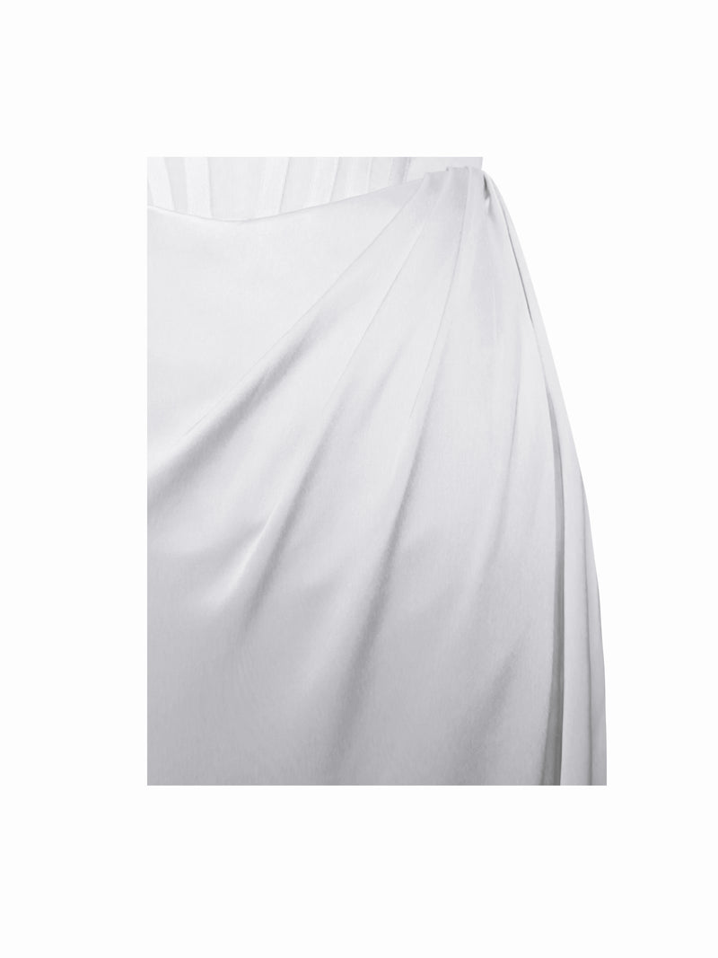 Rebeca White Satin High Slit Corset Gown