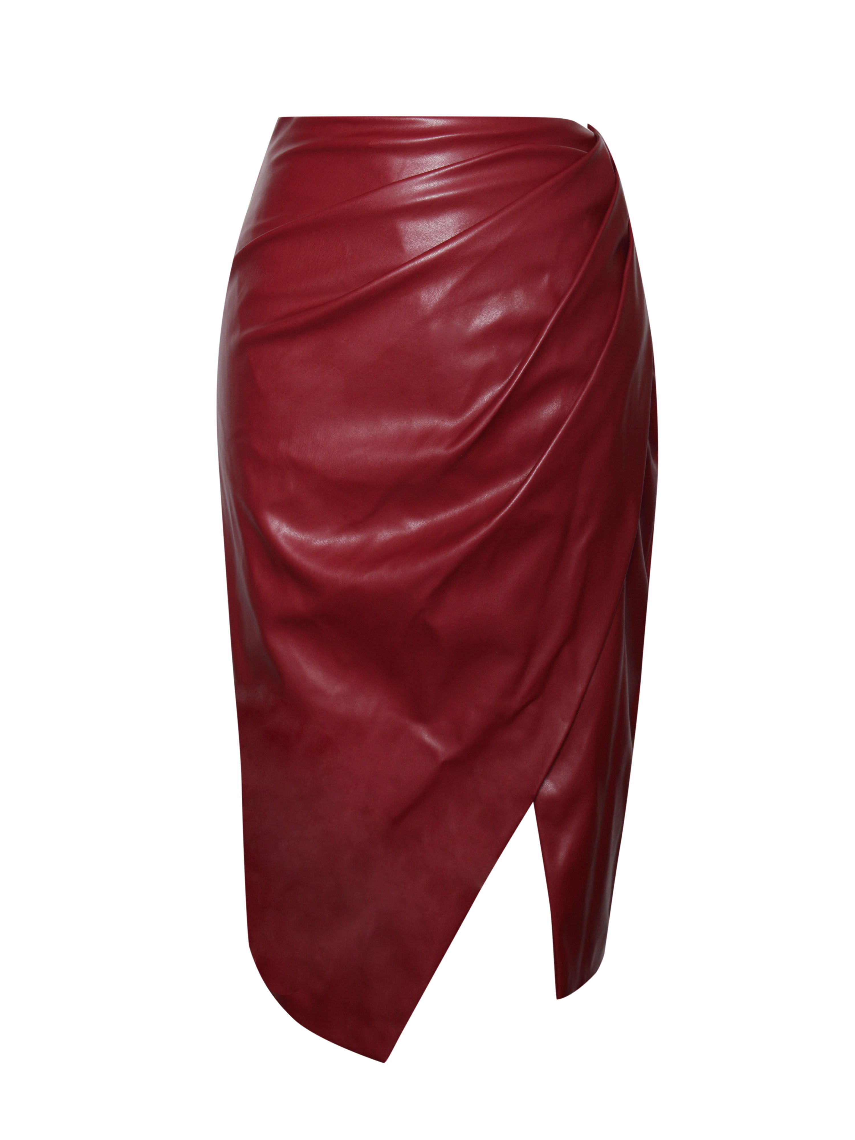 Bria Burgundy Vegan Leather Skirt (Archive Sale)