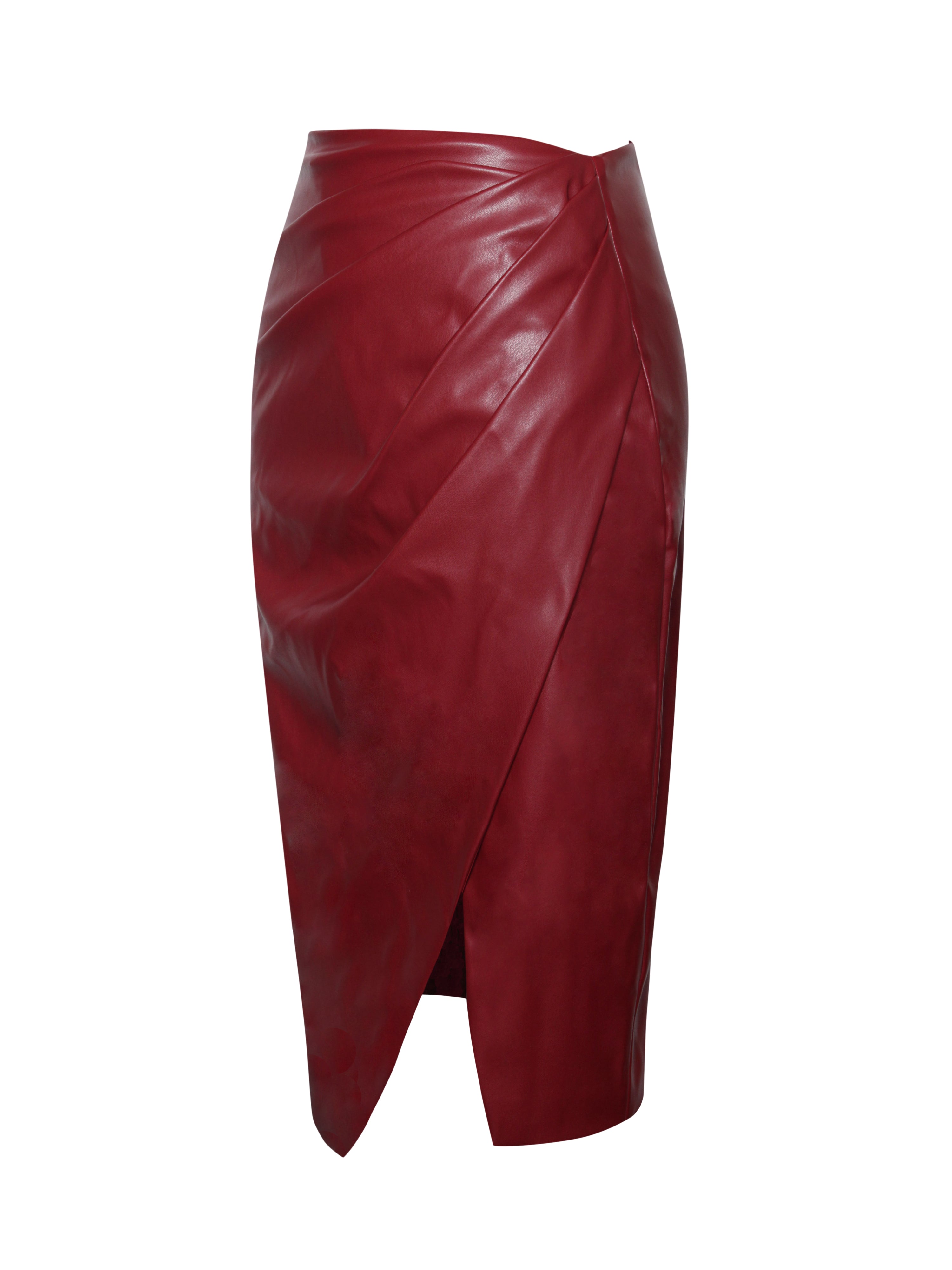 Bria Burgundy Vegan Leather Skirt (Archive Sale)
