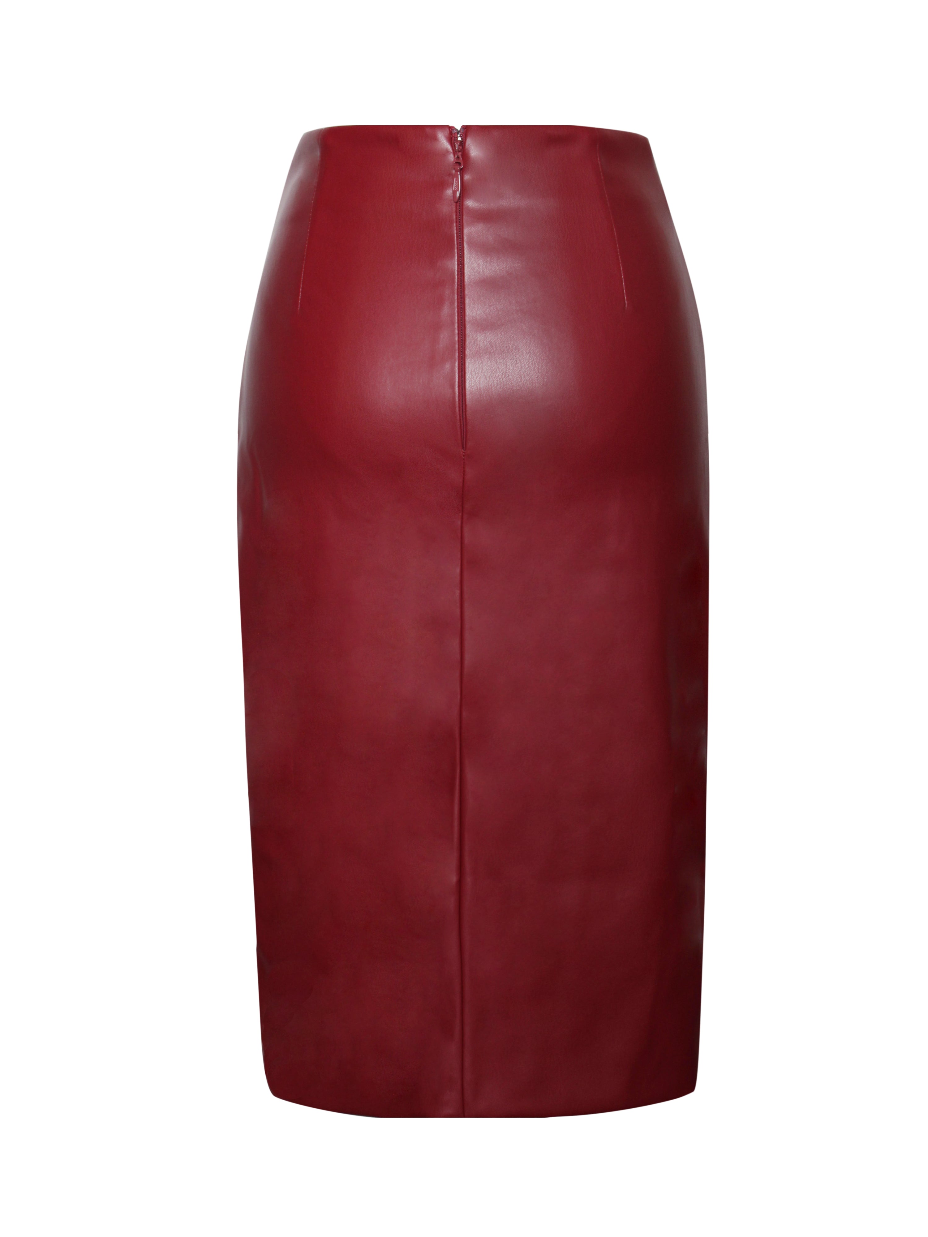 Bria Burgundy Vegan Leather Skirt (Archive Sale)