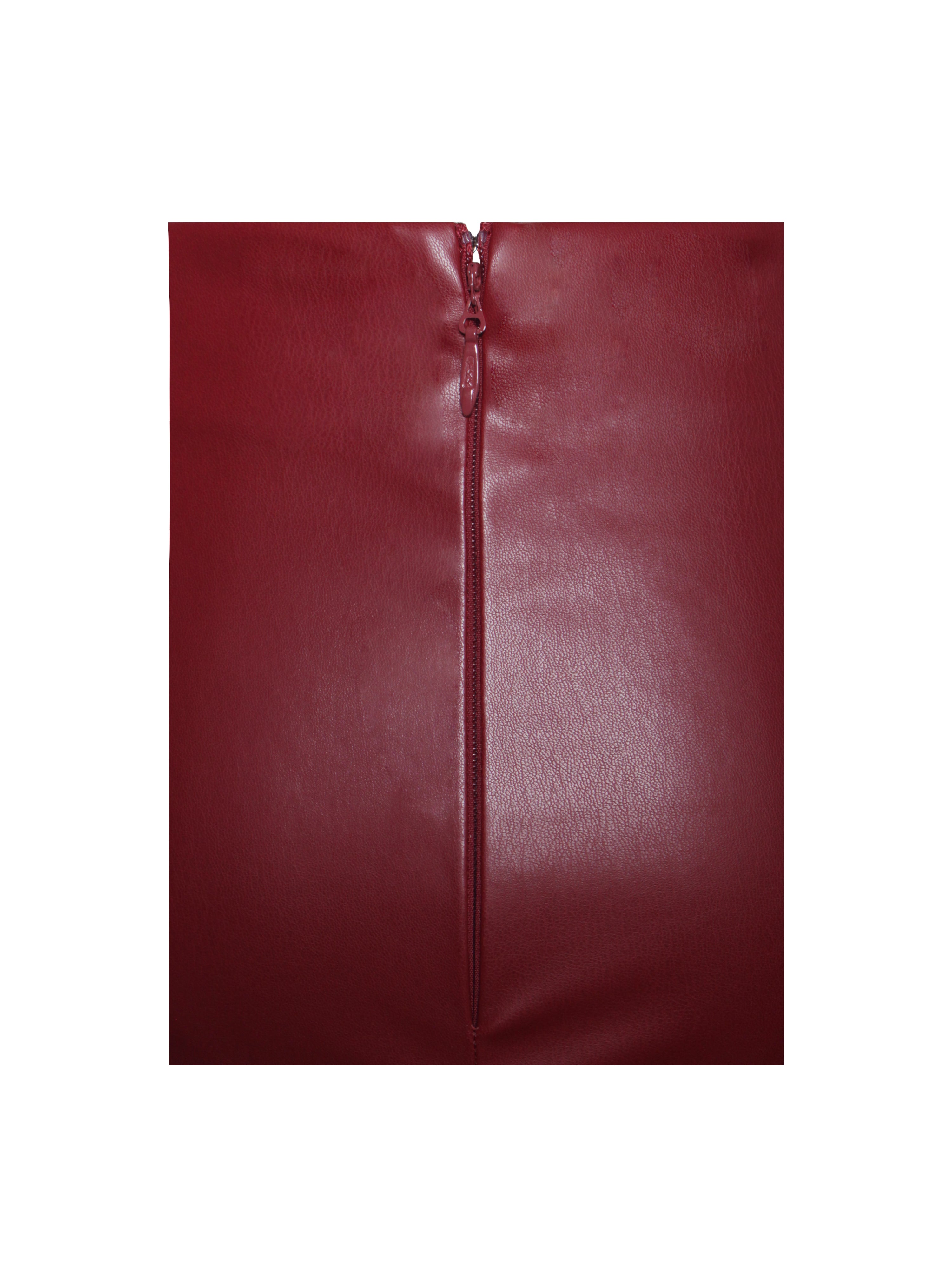 Bria Burgundy Vegan Leather Skirt (Archive Sale)