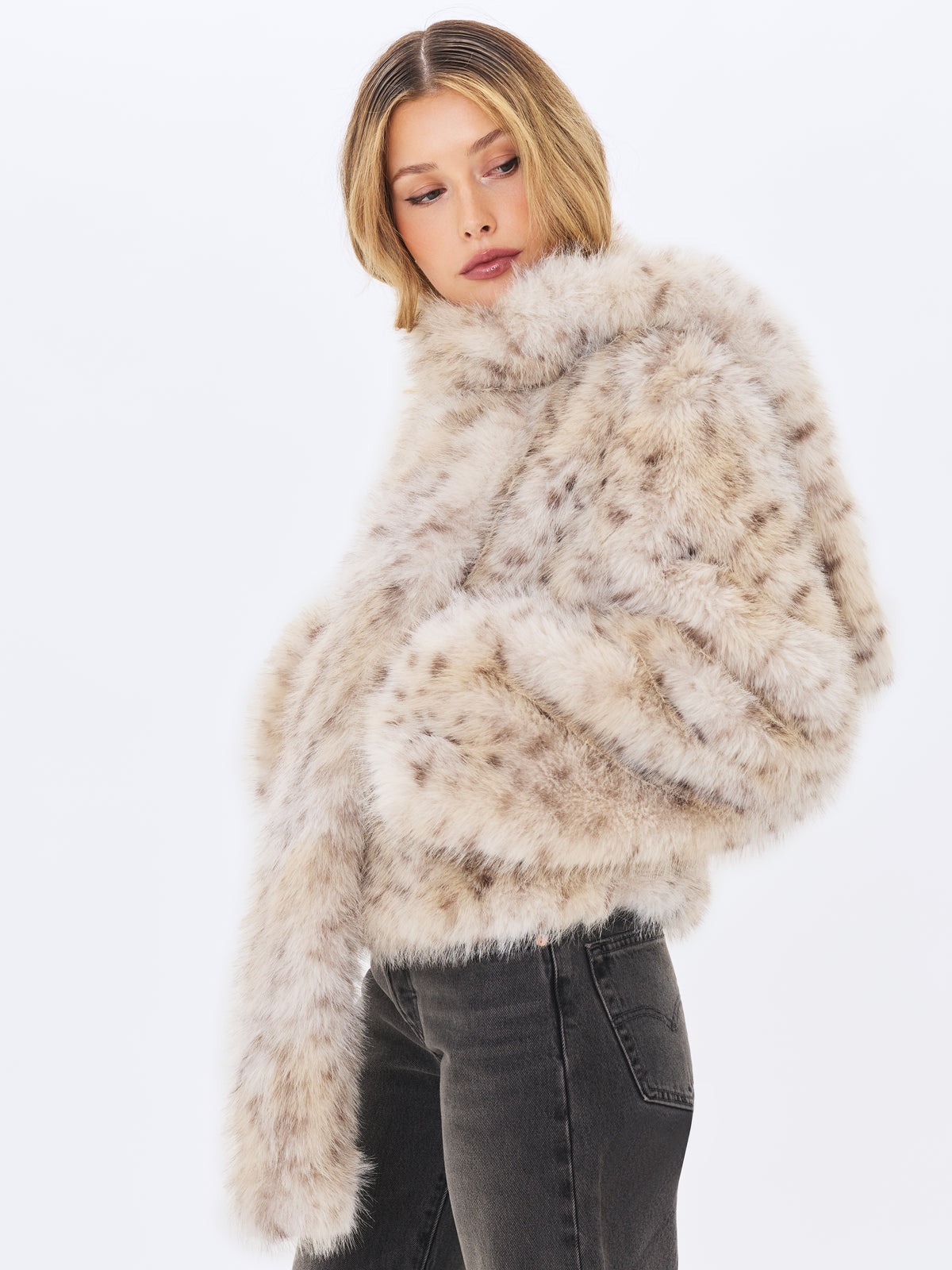 Marcy Faux Cheetah Fur Scarf