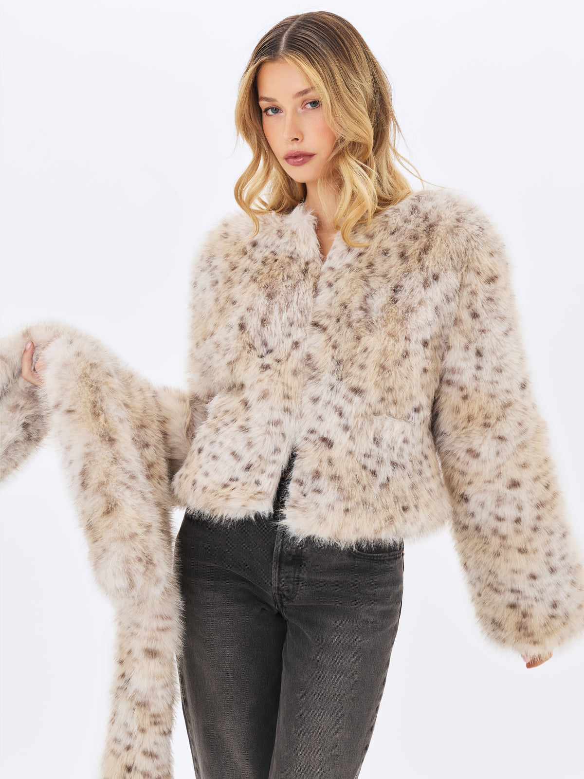 Margot Faux Cheetah Fur Jacket with Pockets