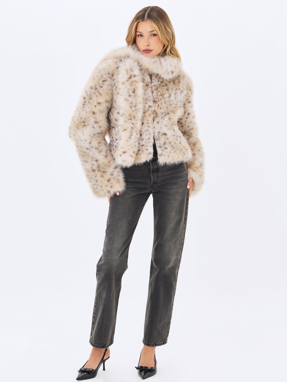 Margot Faux Cheetah Fur Jacket with Pockets