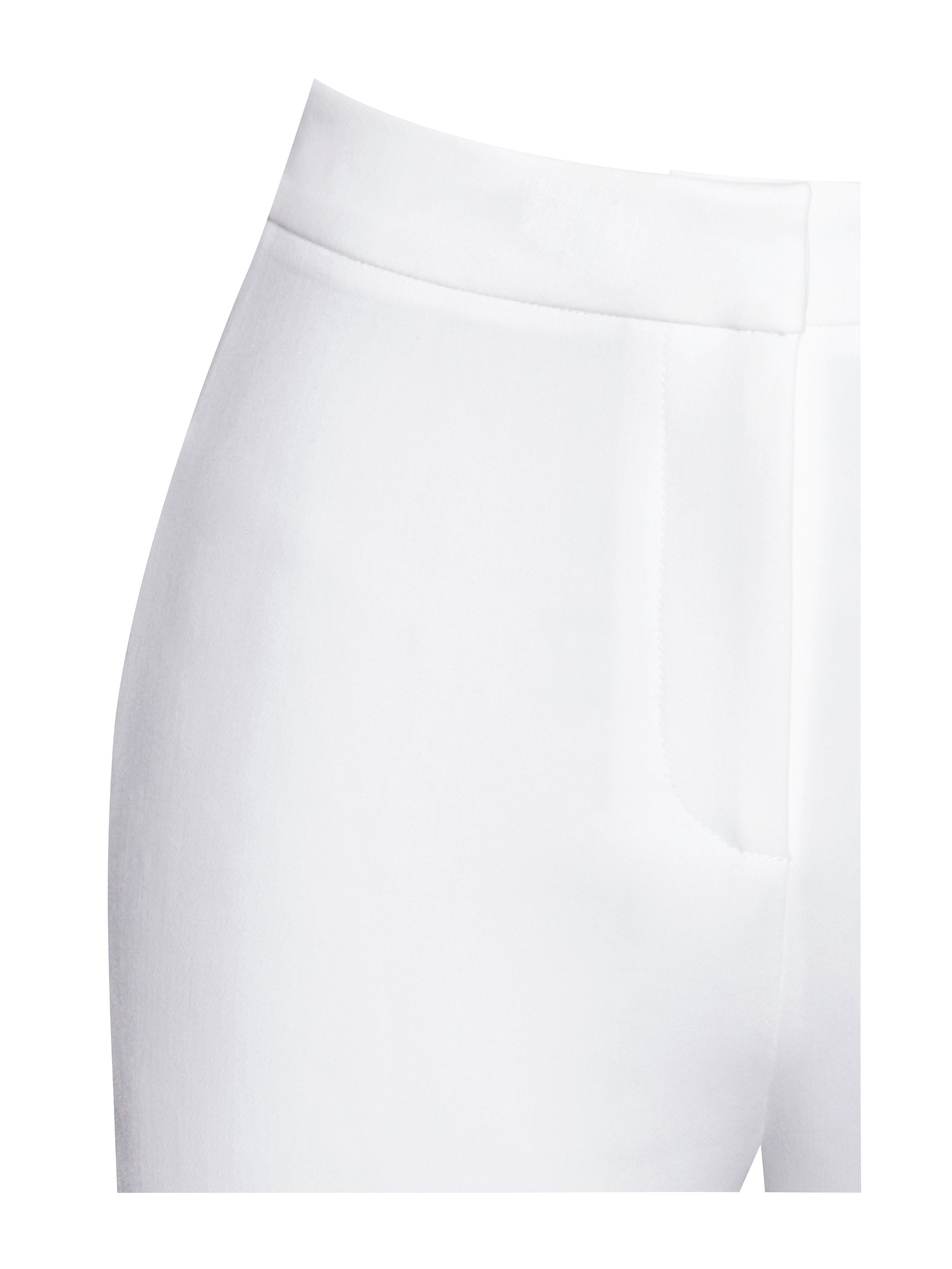 Waleria White Stretch Crepe Flare Pants