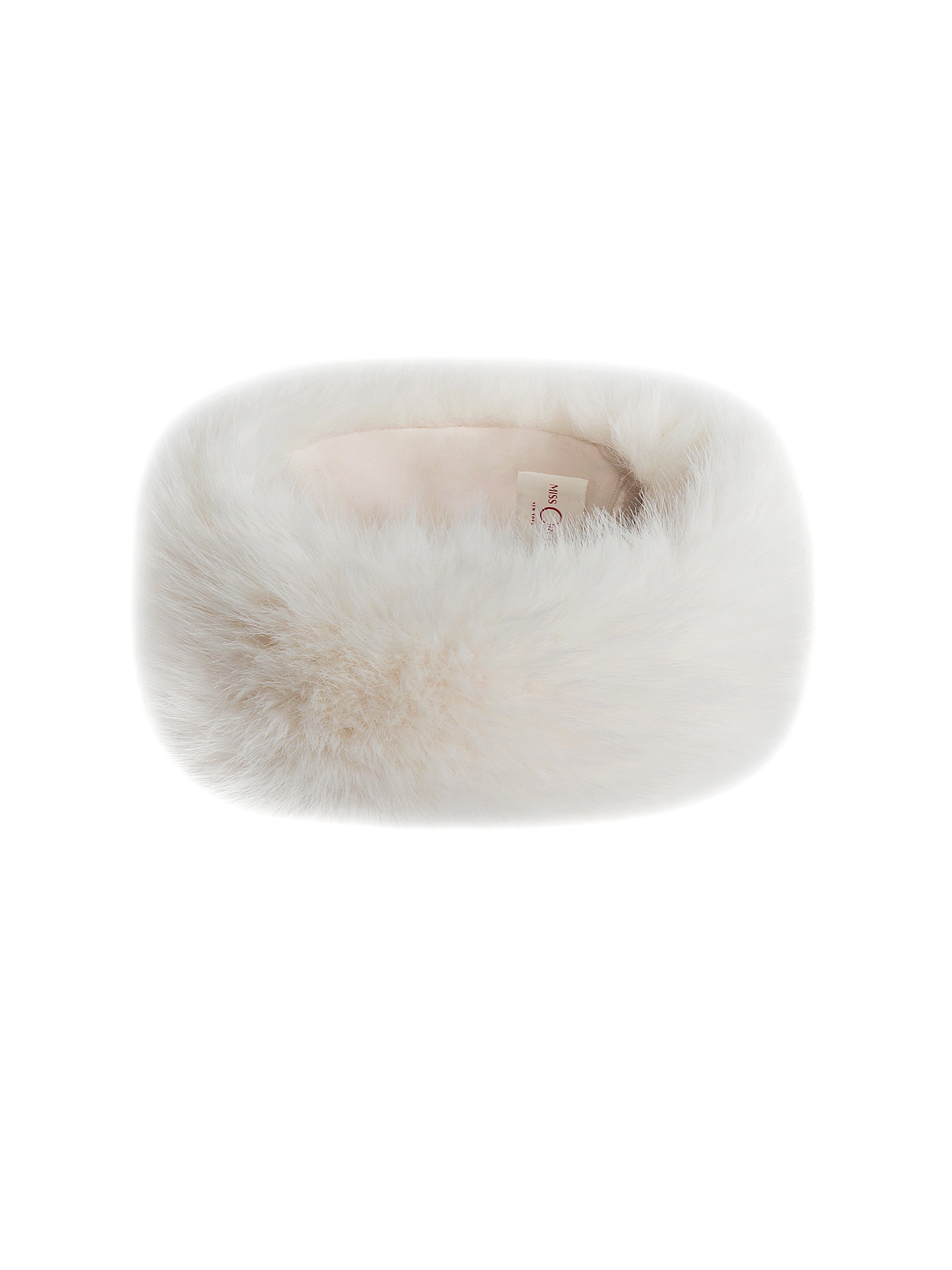 Miss Circle White Wrap Around Vegan Fur Hat